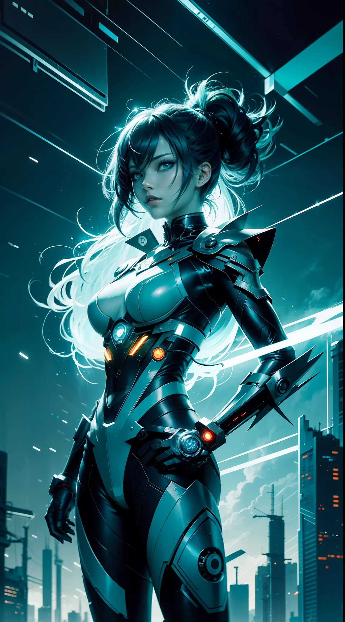 (Create art) An electrifying 2D anime-style illustration depicts a fierce and captivating female character possessing electrical powers. With vibrant colors and dynamic lines, this artwork captures the essence of the anime's aesthetic and showcases the character's electrifying abilities. The character is at the forefront, emanating an aura of raw power. Its design reflects the stylized features of the anime, with large, expressive eyes that glow with a vibrant electric blue hue. Her hair is a vibrant shade of electric yellow, stylized in a dynamic and fluid way that seems to pulsate with energy. Dressed in an elegant and elegant outfit, the character exudes a sense of confidence and adventure. His costume is adorned with intricate details, combining elements of futuristic technology and traditional anime design. Electrical patterns and symbols are woven into his suit, emphasizing his connection to the power that runs through his veins. As she holds out her hands, bolts of electricity emerge in a mesmerizing display. Bright arcs of lightning dance and crackle around you, illuminating the scene with their vibrant energy. The electrical energy is represented with bold and vivid colors that contrast with the character's design, creating a visually striking effect. In the background, a dynamic cityscape serves as the backdrop for this electrifying character. The buildings are rendered with meticulous attention to detail, capturing the hectic energy of an anime-inspired metropolis. The night sky is alive with turbulent clouds tinged by the glow of electrical energy, further emphasizing the character's connection to the forces of electricity. This art encapsulates the exciting world of anime, combining dynamic visuals, vibrant colors, and a captivating character. It shows the mastery of the character's electrical powers in a visually stunning and exciting way, inviting viewers to immerse themselves in this electrifying adventure. --auto