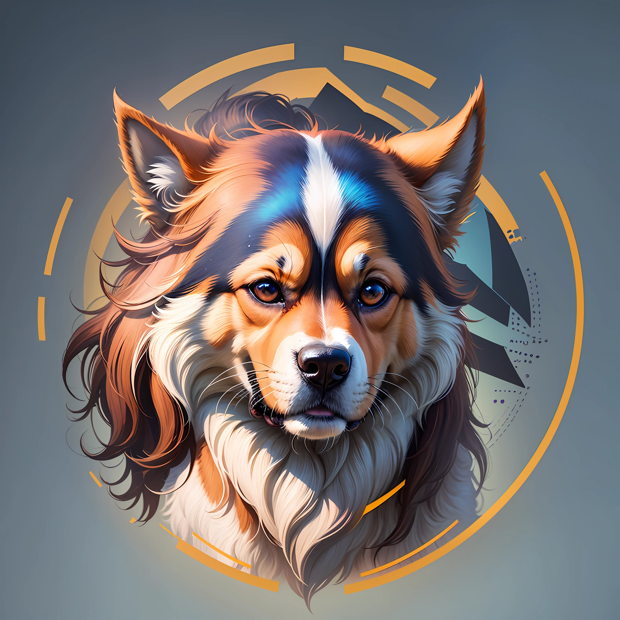 Create vector logo, dog, front face, outlined, centered design, Leonardo Difusion reference, Midjourney reference, 8k resolution, Graphics Engine 5, 3D image, full frame - --auto --s2