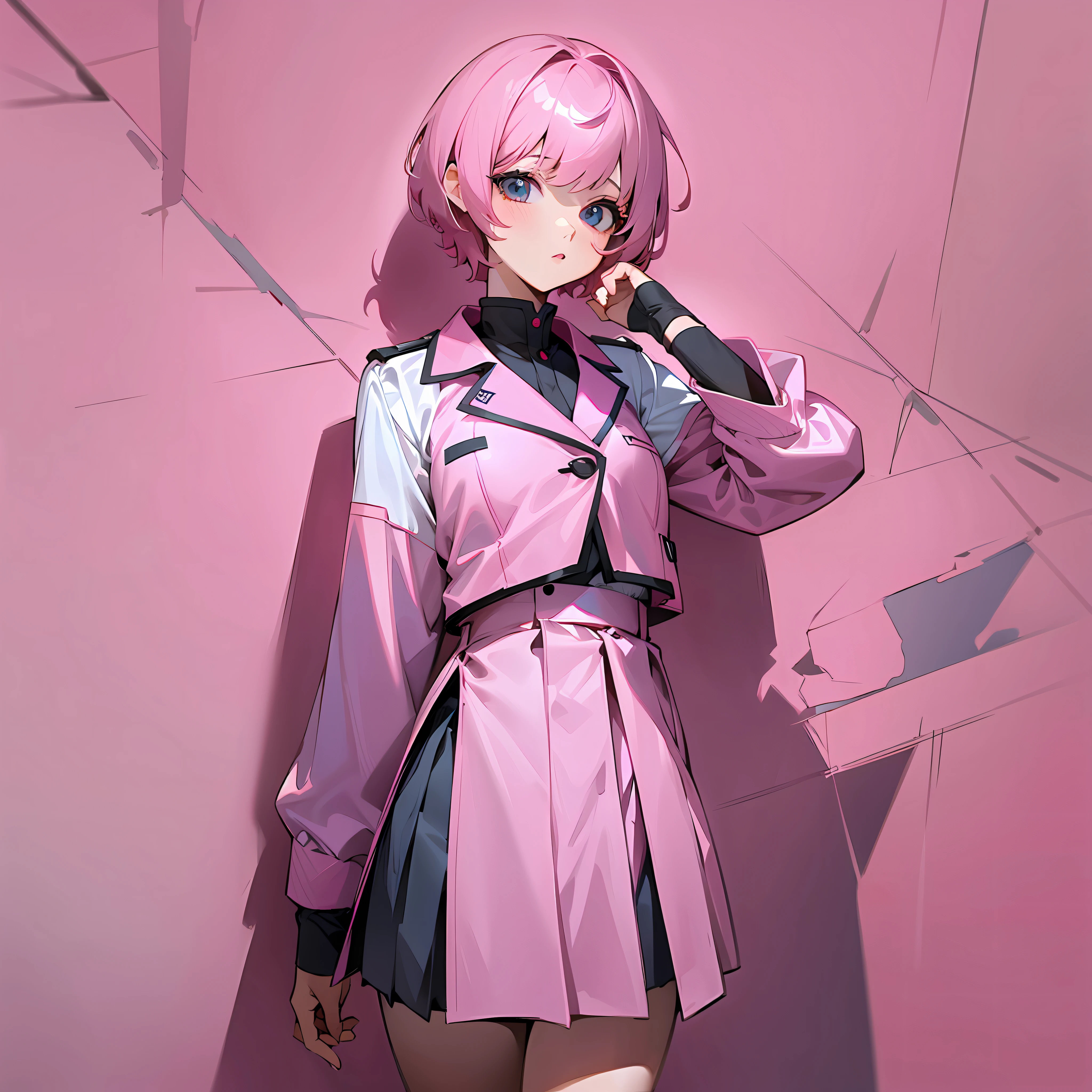 Female, short hair, short pink hair, pink JK uniform --auto --s2
