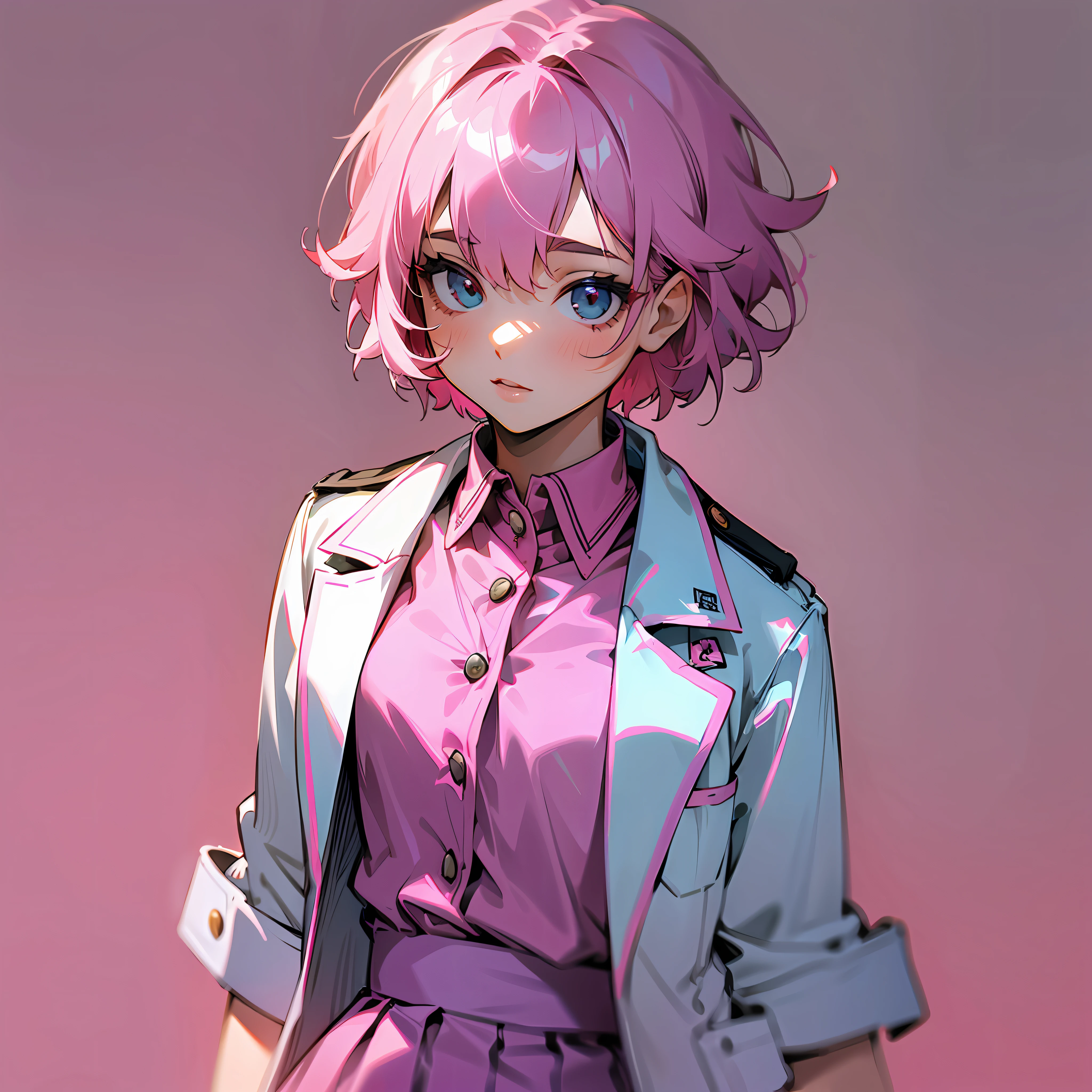 Female, short hair, short pink hair, pink JK uniform --auto --s2