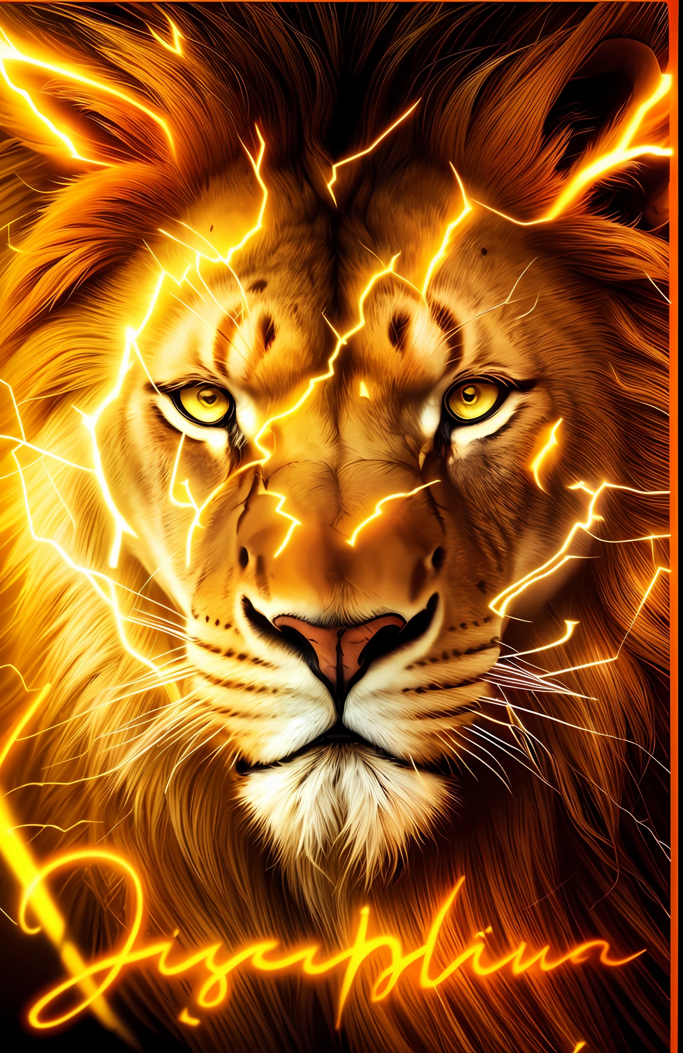A closeup of a lion with a yellow mane and lightning in the background, roaring yellow lion. Majestic, hd phone wallpaper, hd phone wallpaper, amazing wallpaper, mobile wallpaper, warrior lion, 2 d full body lion, lion, fire lion, digital art animal photo, yellow color, yellow lighting. Fantasy, Fierce 4K Expression, Red Fire Powers, Electrifying --auto --s2