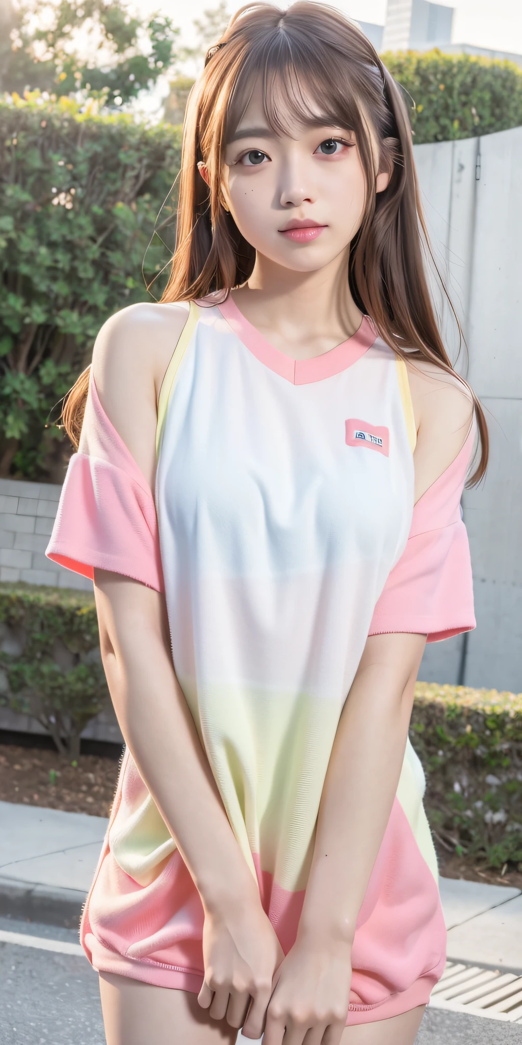 mix4, 20d, Solo, long_hair, Nanase Nishino, Haruka Kaki, Jersey, (8K, RAW photography, best quality, masterpiece:1.2), (Realistic, Photorealistic: 1.37), Professional Lighting, Photon mapping, Physically based rendering