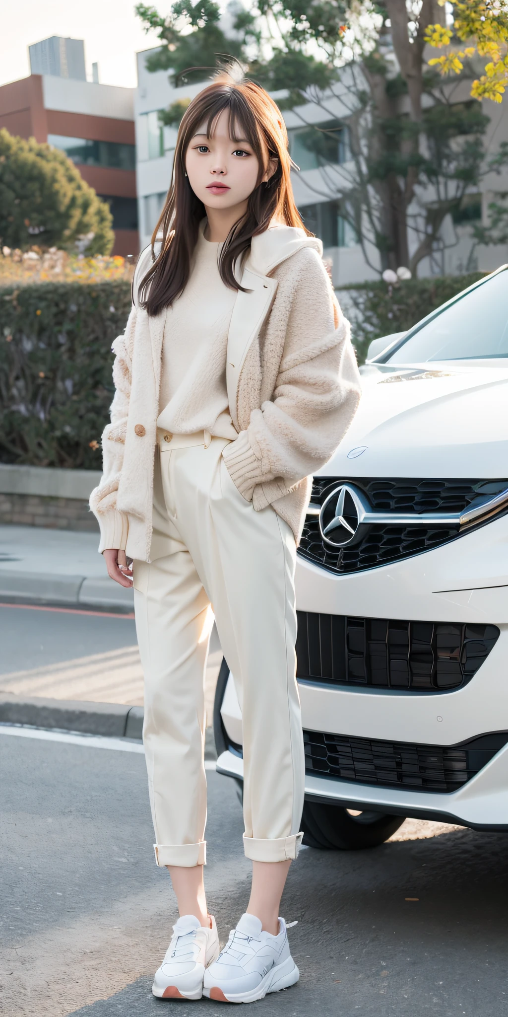 mix4, 20d, Solo, long_hair, Nanase Nishino, Haruka Kaki, Winter, Trousers, (8K, RAW photography, best quality, masterpiece:1.2), (Realistic, Photorealistic: 1.37), Professional Lighting, Photon Mapping, Radiosity, Physically Based Rendering