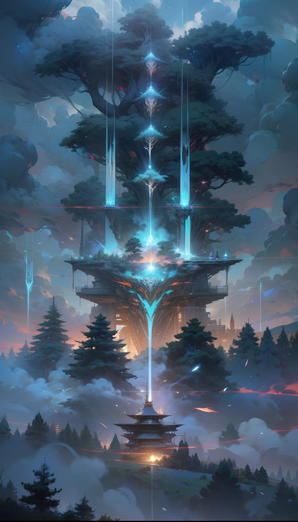 Sky, Clouds, holding_weapon, no_humans, Glow, giant_ trees , art, war_ mecha,artificial intelligence_Architecture, drones, "sky, cloud, glowing, big trees , Green house building, cybernetic _trees, tree_mech, sci-fi, cityscape, realistic, mechanical" Science Fiction, Cities, Rendered in Octane, hyper realistic, 8k, epic composition, cinematic, octane render, artstation landscape vista photography by Carr Clifton & Galen Rowell, 16K resolution, Landscape veduta photo by Dustin Lefevre & tdraw, 8k resolution, detailed landscape painting by Ivan Shishkin, DeviantArt, Flickr, rendered in Enscape, Miyazaki, Nausicaa Ghibli, Breath of The Wild,,trending in artstation, cgsociety, 8k post-processing highly detailed,Junji Murakami, Mucha Klimt, Sharandula, Hiroshi Yoshida, Tom Bagshaw, Ross Tran, Artgerm,Craig Mullins,dramatic,Junji Murakami, moody lighting rendered by octane engine,characters 8K symmetrical arstation, cape,cinematic lighting, intricate details, 8k detail post processing, hyperealistic, octane rend, Zdzisław Beksiński style, ar 2:3 Reality Reality --auto --s2