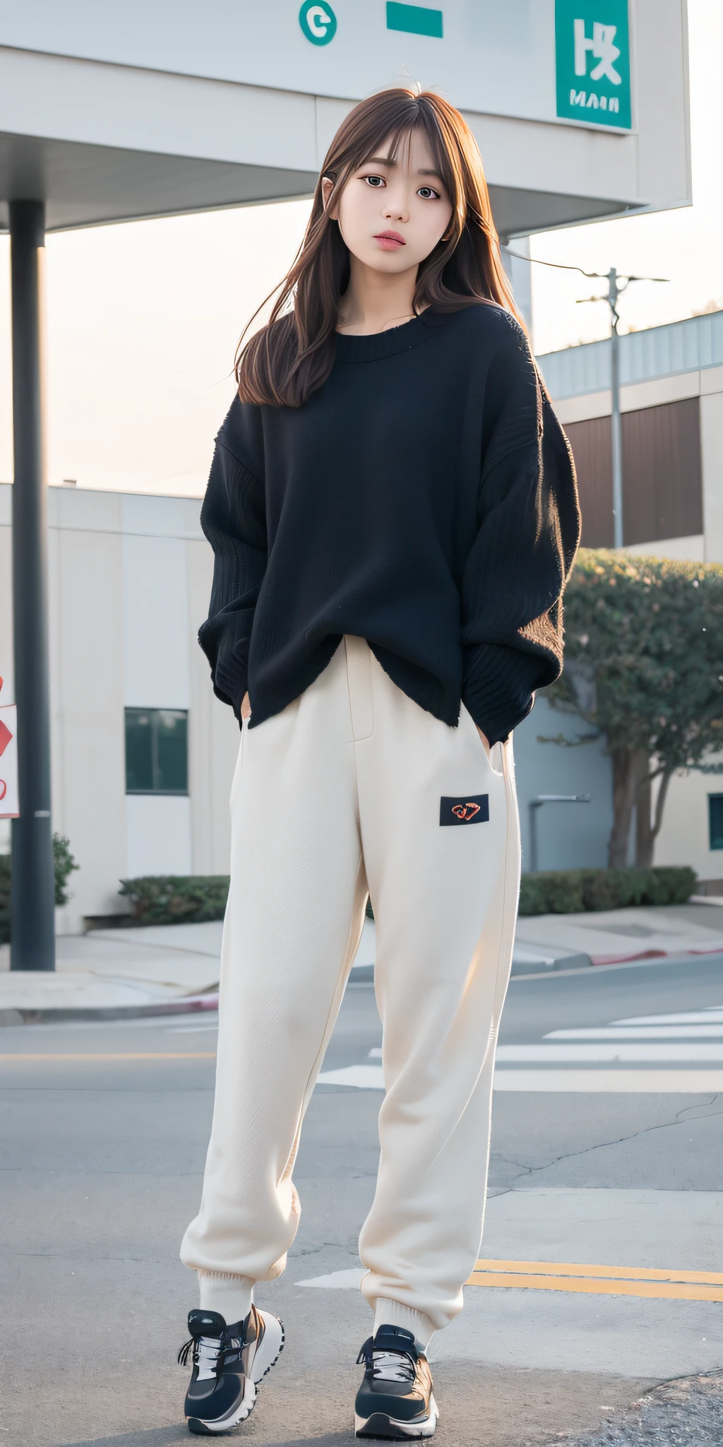 mix4, 20d, Solo, long_hair, Nanase Nishino, Haruka Kaki, Winter, Trousers, (8K, RAW photography, best quality, masterpiece:1.2), (Realistic, Photorealistic: 1.37), Professional Lighting, Photon Mapping, Radiosity, Physically Based Rendering