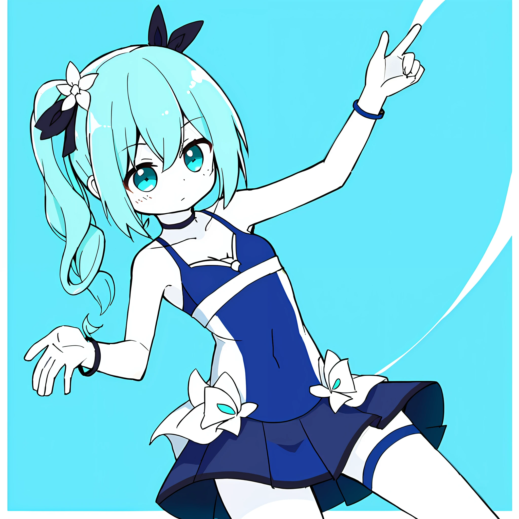 {{illustration}},{{{{masterpiece}}}},{{best quality}},{{official art}},{{extremely detailed cg unity 8k wallpaper}},{{{artbook}}},1girl,mint hair,long hair,side ponytail,aqua hair,swimsuit,sexy,Mint blue background,medium breasts,cleavage,Mint blue,white skin,white swimsuit,one-piece swimsuit dress,virgin,abdominal muscles,aqua blue_eyes,miniskirt,breast skirt,cool feeling,ribbon choker,pastel colors,flat color,style parody,projected inset,border,bare shoulders,collarbone,{{{{{anime style}}}}},lora,swim skirt,{{{{{solo}}}}},arcaea world,sexy dress suit,short eyes,cute face,loli face,good body parts,cute background,style parody,faux traditional media,dynamic pose,cute girl,good fingers,mint background