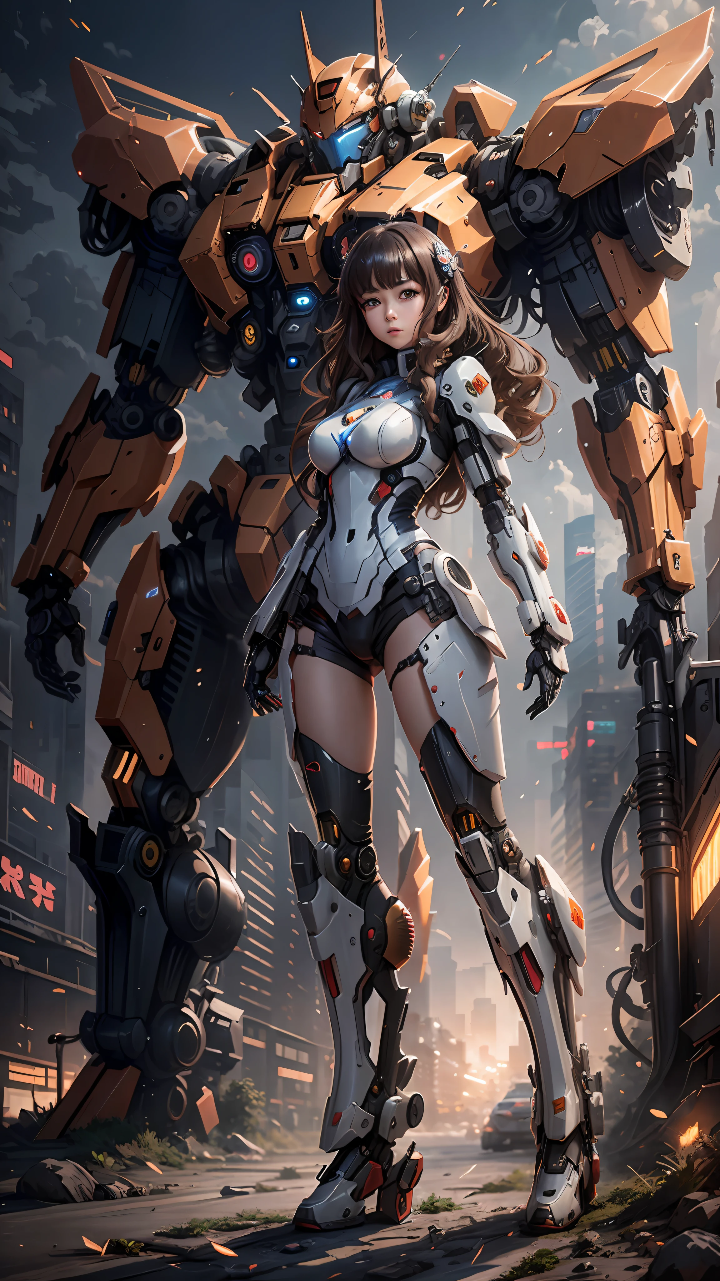 Anime girl in mecha suit, anime girl mecha, digital cyberpunk anime art, 8 k, mecha network armor girl