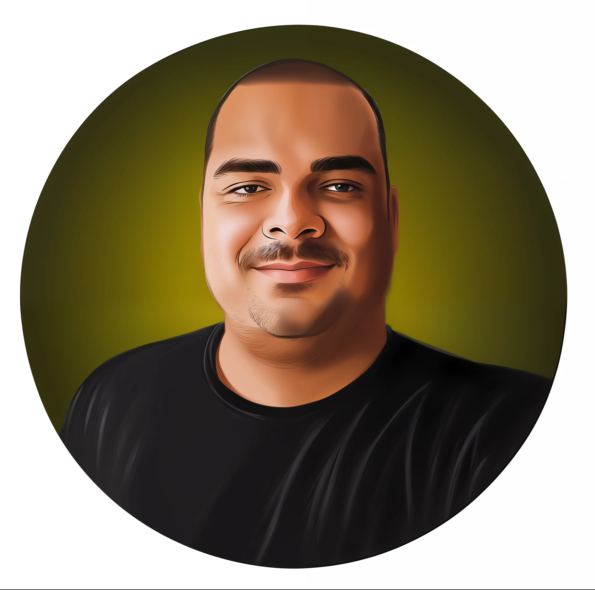 Man in black shirt, cartoon, realistic