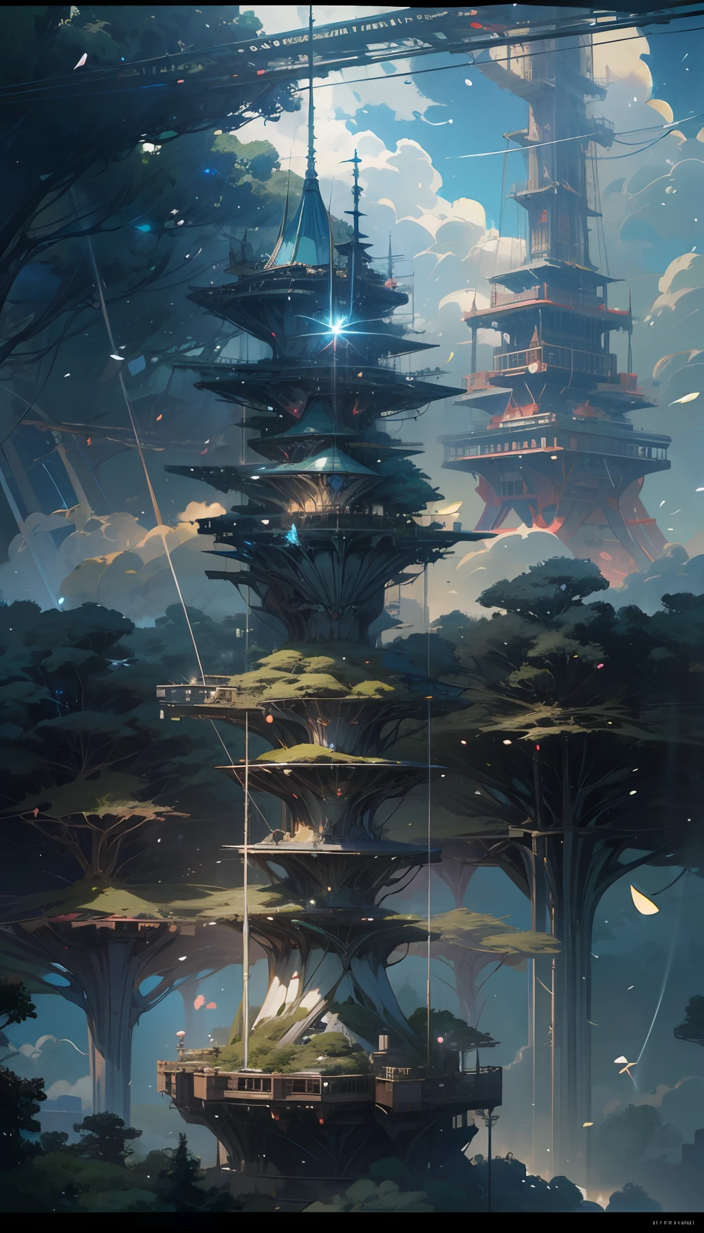 Sky, Clouds, holding_weapon, no_humans, Glow, giant_ trees , art, war_ mecha,artificial intelligence_Architecture, drones, "sky, cloud, glowing, big trees , Green house building, cybernetic _trees, tree_mech, sci-fi, cityscape, realistic, mechanical" Science Fiction, Cities, Rendered in Octane, hyper realistic, 8k, epic composition, cinematic, octane render, artstation landscape vista photography by Carr Clifton & Galen Rowell, 16K resolution, Landscape veduta photo by Dustin Lefevre & tdraw, 8k resolution, detailed landscape painting by Ivan Shishkin, DeviantArt, Flickr, rendered in Enscape, Miyazaki, Nausicaa Ghibli, Breath of The Wild,,trending in artstation, cgsociety, 8k post-processing highly detailed,Junji Murakami, Mucha Klimt, Sharandula, Hiroshi Yoshida, Tom Bagshaw, Ross Tran, Artgerm,Craig Mullins,dramatic,Junji Murakami, moody lighting rendered by octane engine,characters 8K symmetrical arstation, cape,cinematic lighting, intricate details, 8k detail post processing, hyperealistic, octane rend, Zdzisław Beksiński style, ar 2:3 Reality Reality --auto --s2