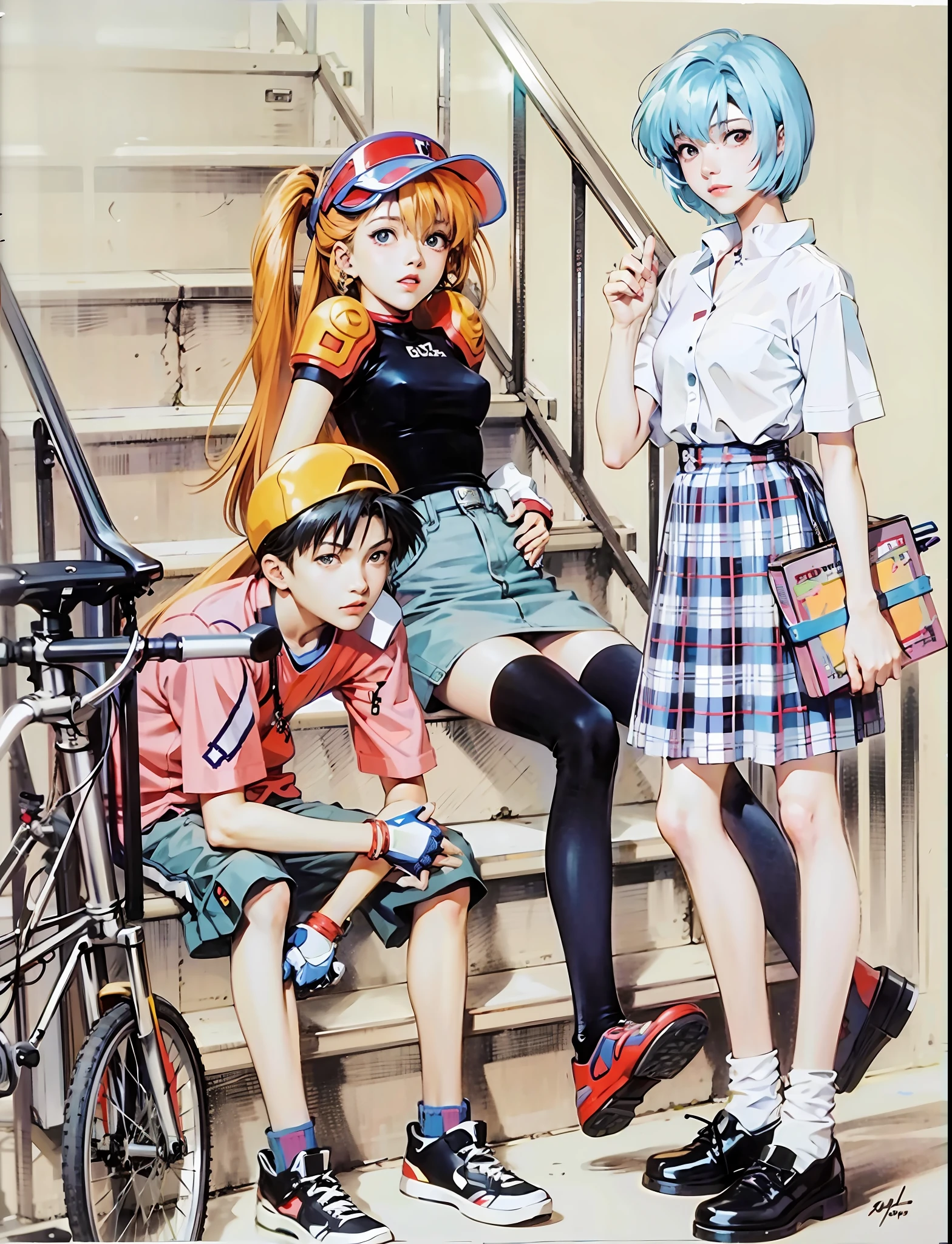 There is a bike in front of you, 1 9 9 0s anime, Gainax anime style, early 90s CG, Evangelion anime poster, 90s anime