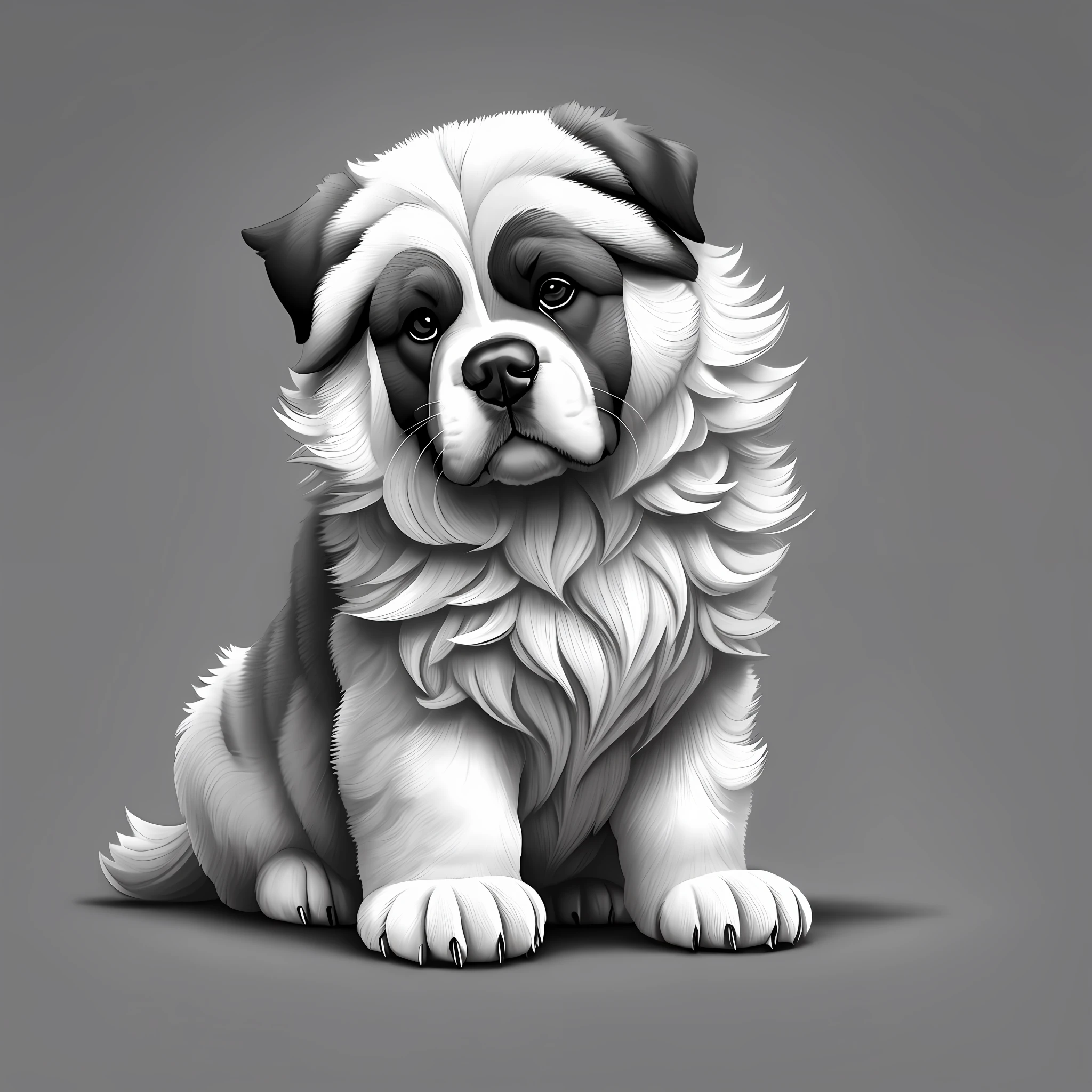 St. Bernard breed, cute, simple, monochrome, logo, character --auto --s2
