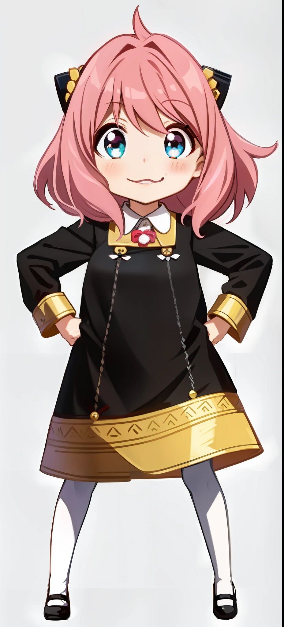 anime character of a girl in a black dress and gold trimming, tsukasa dokite, megumu okada, anime girl named lucy, female protagonist 👀 :8, yayoi kasuma, hanayamata, haruno sakura, anya from spy x family, magic school uniform, as an anime character, yuruyuri, sakimimichan