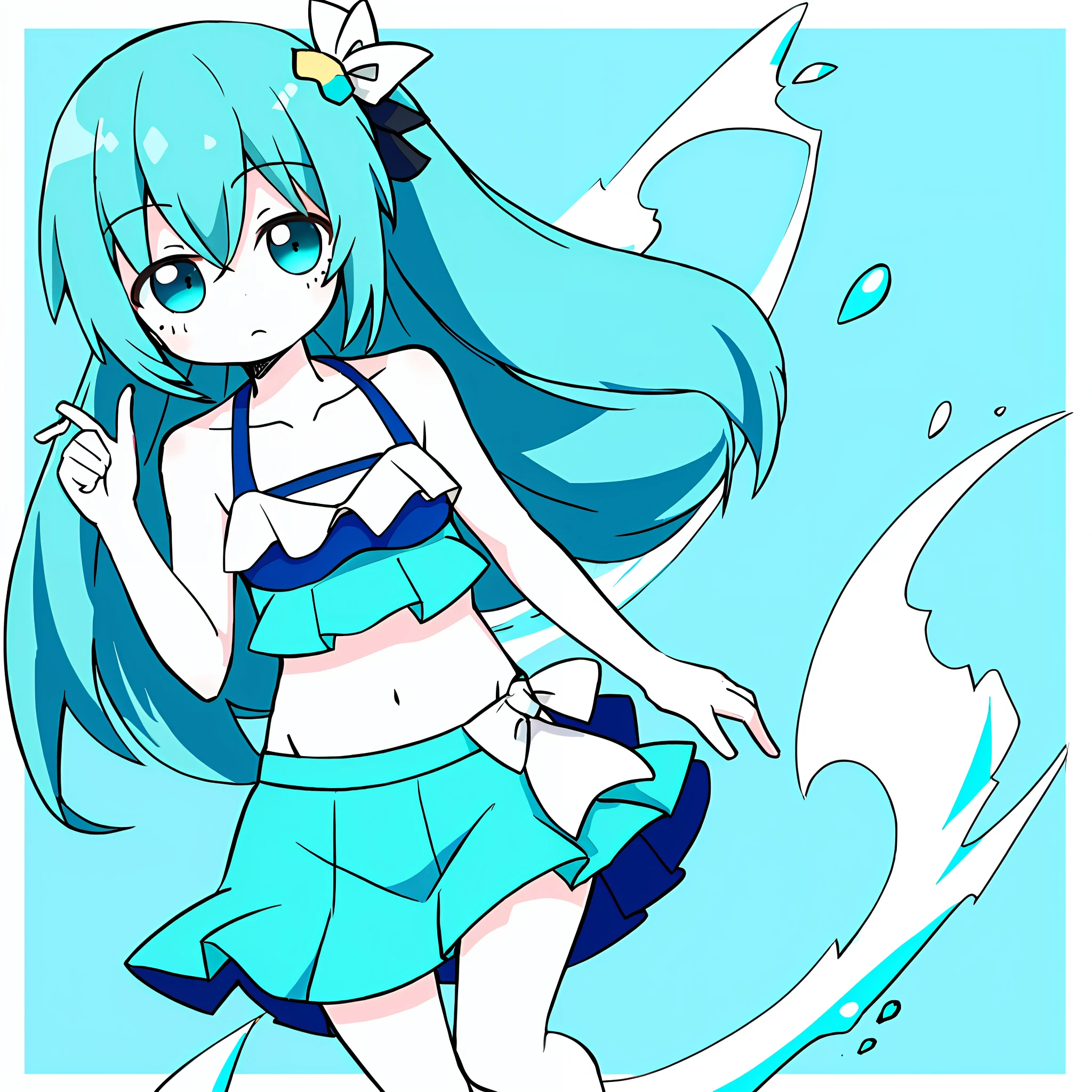 {{illustration}},{{{masterpiece}},{{best quality}},{{official art}},{very detailed CG Unity 8k wallpaper}}},{{{art book}}},1girl,mint hair,long hair,side ponytail,aqua green hair,swimsuit,sexy,mint blue background,medium breasts,mint blue,white skin,white swimsuit, virgin, abdominal muscles, water blue_eyes, mini skirt, chest skirt, cool feeling, ribbon necklace, pastel color, Flat color, style parody, projection illustration, border, bare shoulders, collarbone, {{{anime style}}}}}}, Laura, swimming skirt, {{{solo}}}}}, Arcaya world, short eyes, cute face, loli face, good body parts, cute background, style parody, artificial traditional media, dynamic pose, cute girl, good fingers, mint background, summer background, navel, cute swimsuit, erotic costume