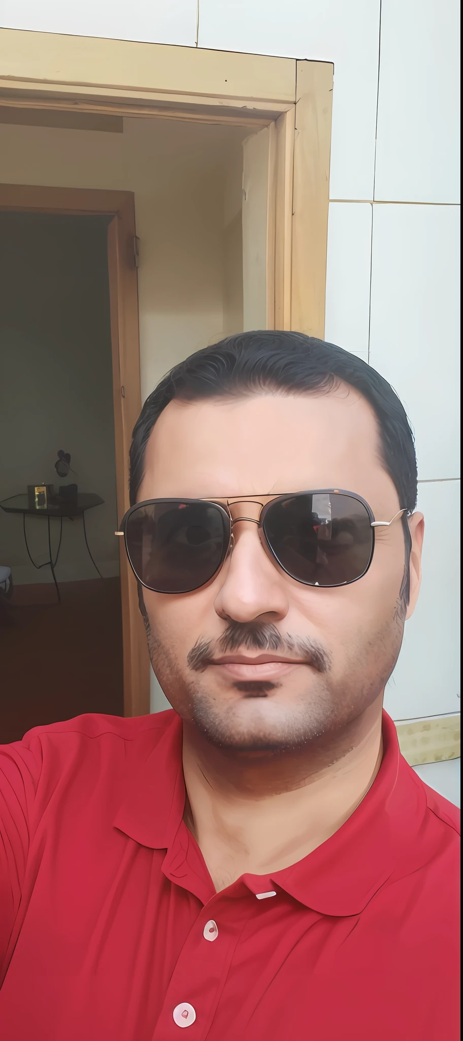 arafed man in a red shirt and sunglasses taking a selfie, aykut aydogdu, (38 years old), encho enchev, 4 0 years old man, about 3 5 years old, emad mostaque, 45 years old men, ismail, 38 years old, ahmad merheb, enes dirig