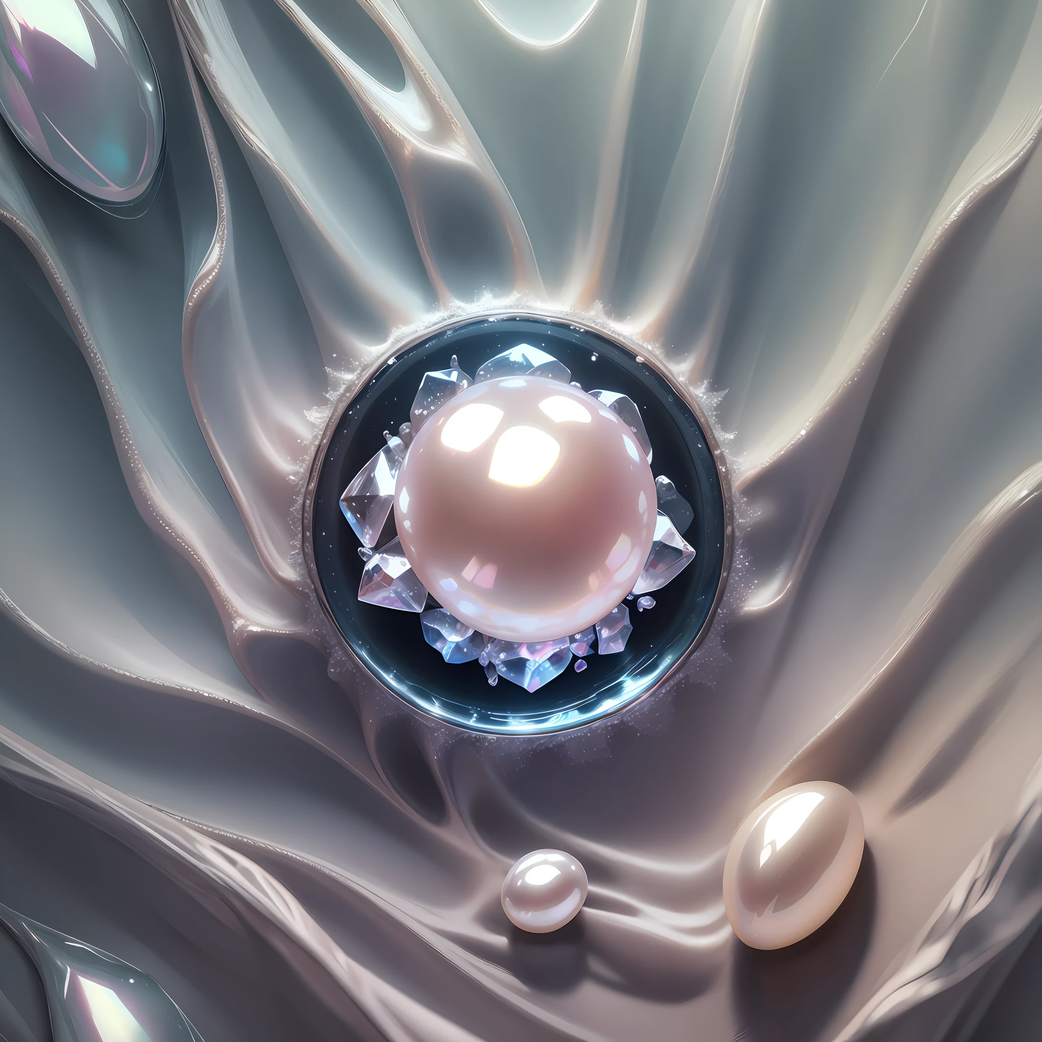Pearl, crystal clear, real texture, no background, single, 4k