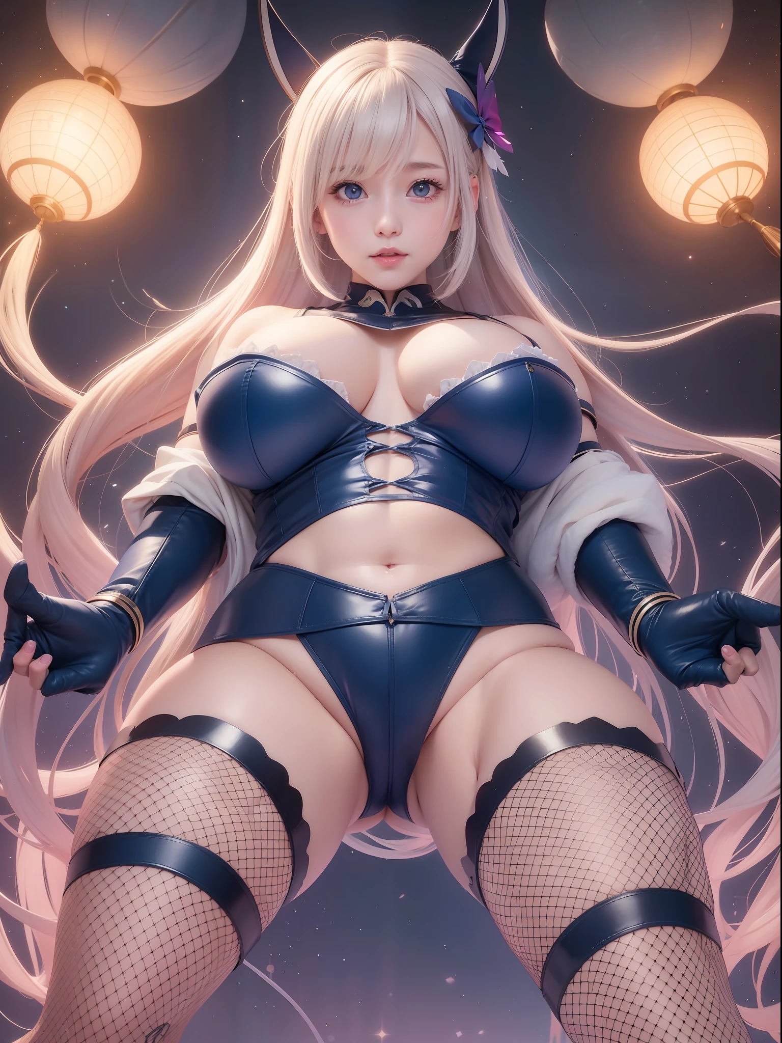 Asuna, Blue Archive characters, bunny suits, beautiful hair anime girls, art stations, cute anime girls, cute anime girl portraits, cute anime girl portraits, cute realistic portraits, cute girl anime visuals, cute anime girl portraits, portraits, anime style portraits beautiful anime girls, full body, smile, (big), navel, thin waist, (big hips), thighs, from below, cleavage, bottom, shoulder cut light dress, big, big breasts, flabby breasts,