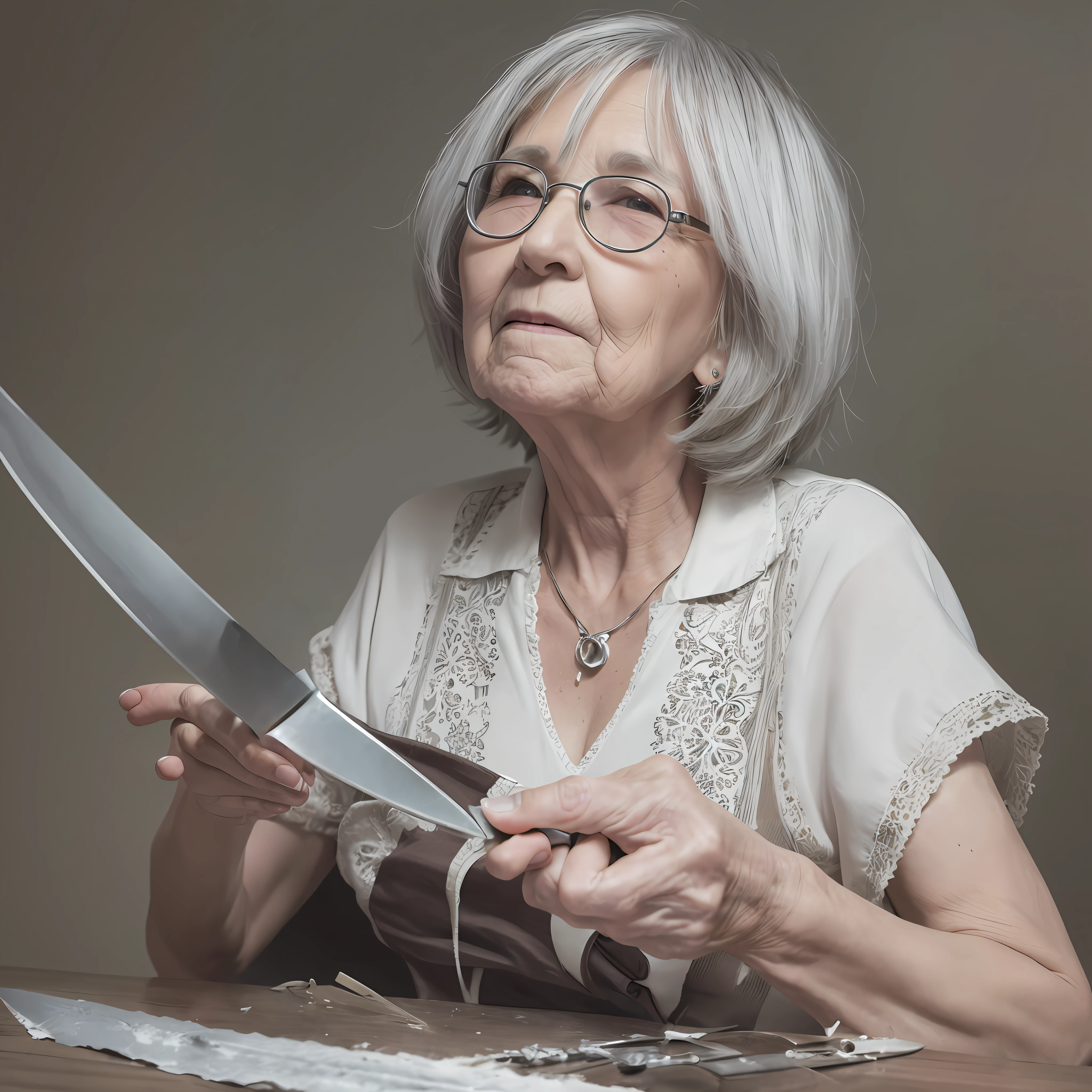 Grandma stabbing with a knife