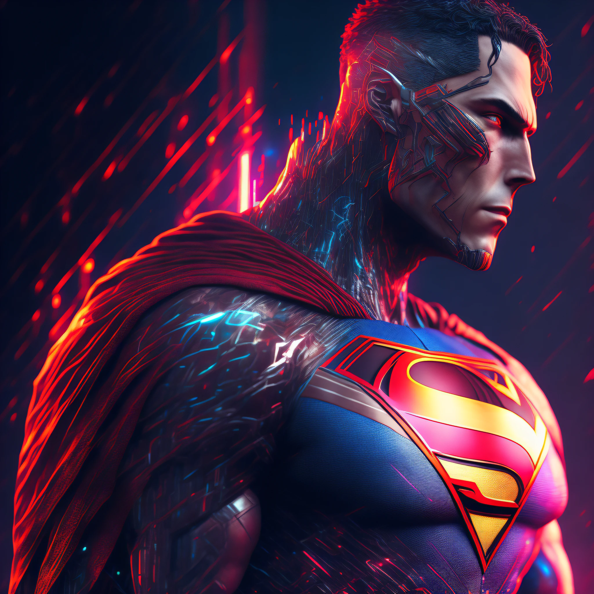 Cyborg Superman (DC), cyberpunk, 8K