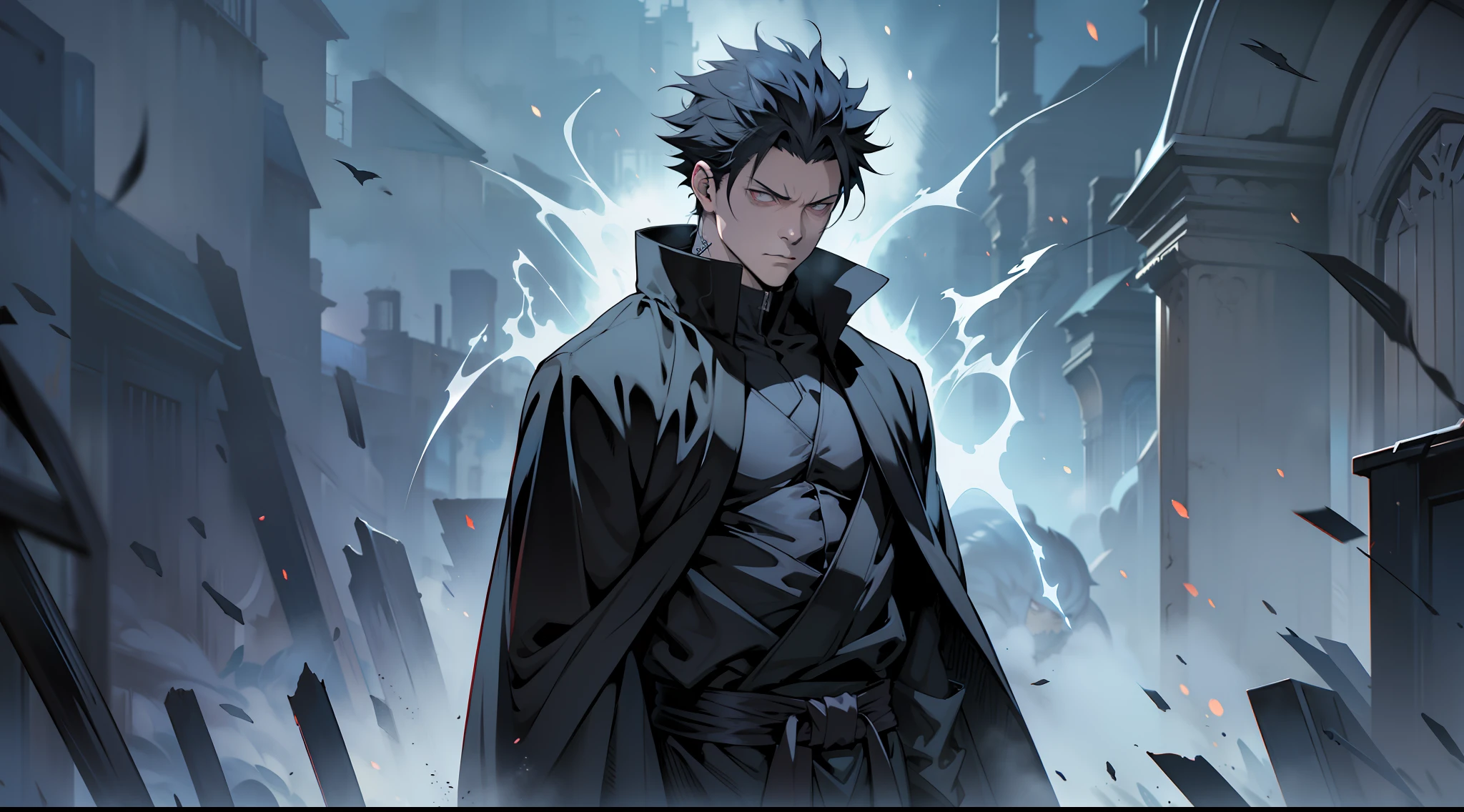 prince of darkness, wearing a black robe, dark, detailed,dark effect, shadow, realistic, knight , anime style, jujutsu kaisen style, highlight,8k,very detailed --auto --s2