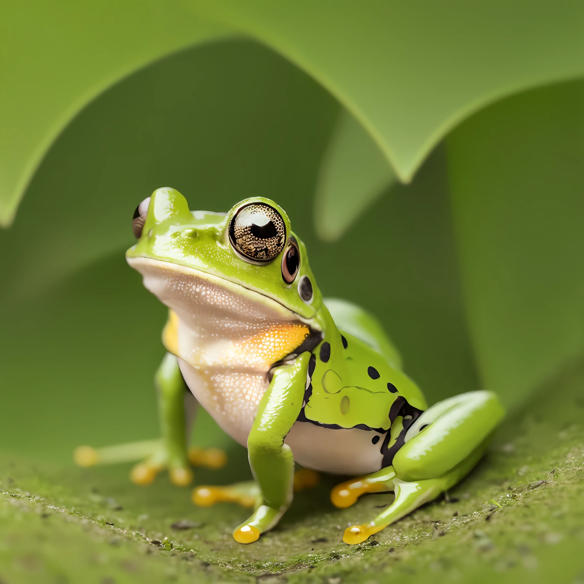 The frog jumps on the grass at night, its body curved, its eyes wide, and it excitedly opens its mouth and sticks out its tongue in an attempt to catch insects flying in the air. --auto --s2