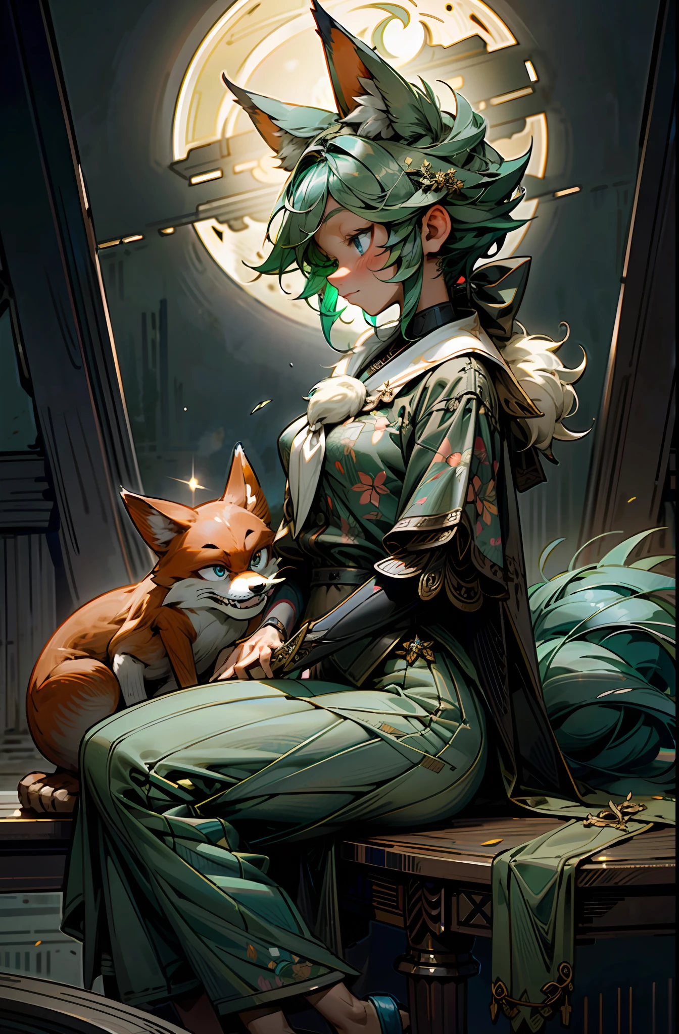 uploaded on e621, by Pixelsketcher, by Bayard Wu, by Thomas Benjamin Kennington , by Einshelm,
solo (((wildlife feral))) (((nick wilde))) with ((neck tuft)) and (fluffy tail) and ((clear navy blue eyes)), (( portrait)), BREAK, 
((wear green and blue hawaii floral shirt)), (detailed Chunie feral fox), (detailed Bonifasko lighting), (detailed fur), (detailed skin), BREAK, 
((sitting at community on full moon night)), (cinematic lighting), ((detailed background)), ((high-angle view)),
(((three-quarter view))), (half body shadow),
[backlighting], [crepuscular ray], [detailed ambient light], [gray natural lighting], [ambient light on the belly], (higher wildlife feral detail),
[realistic proportions], [explict content], [sharp focus], (questionable content), (shaded), ((masterpiece)), BREAK