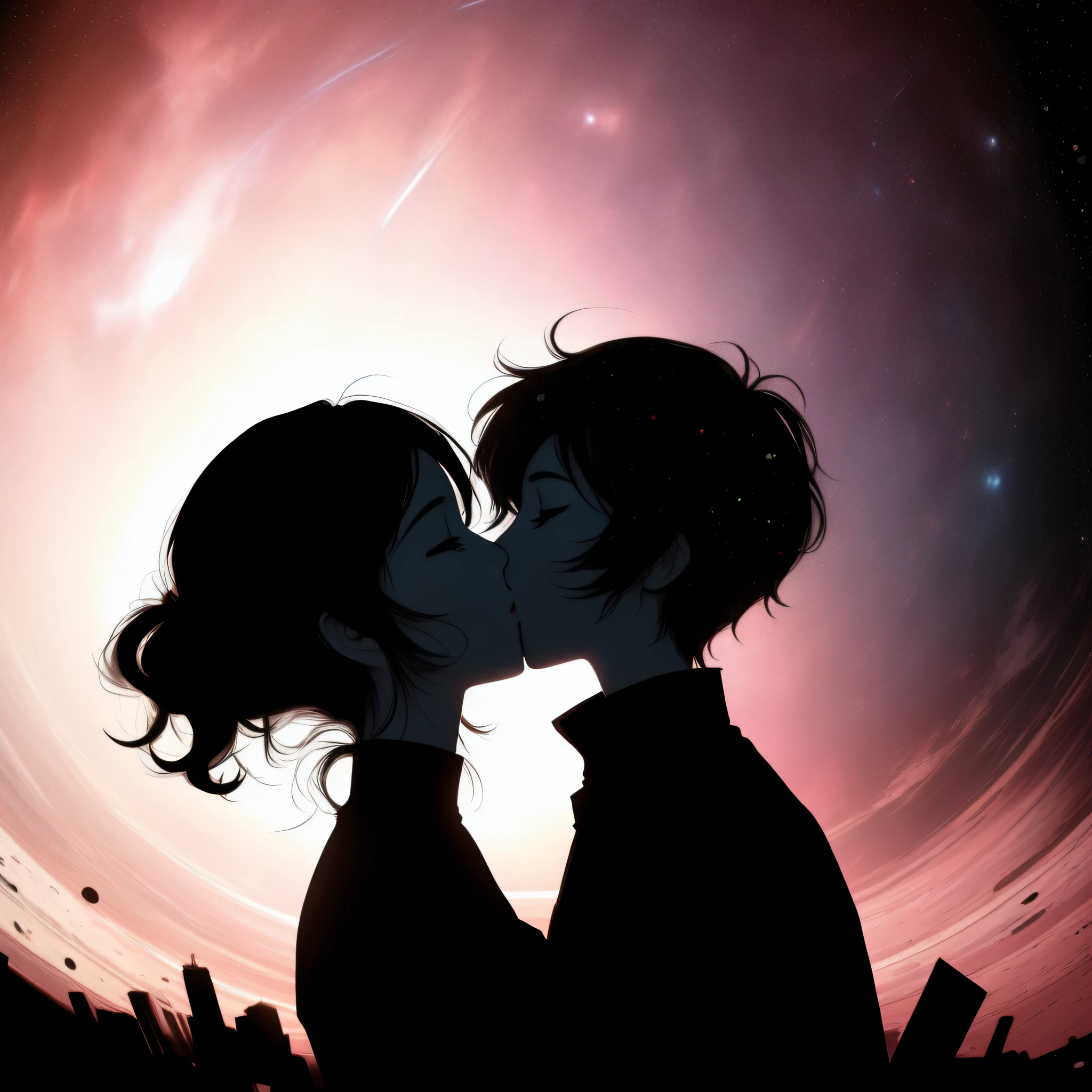 passionate, kiss, trendy, silhouette, art, space