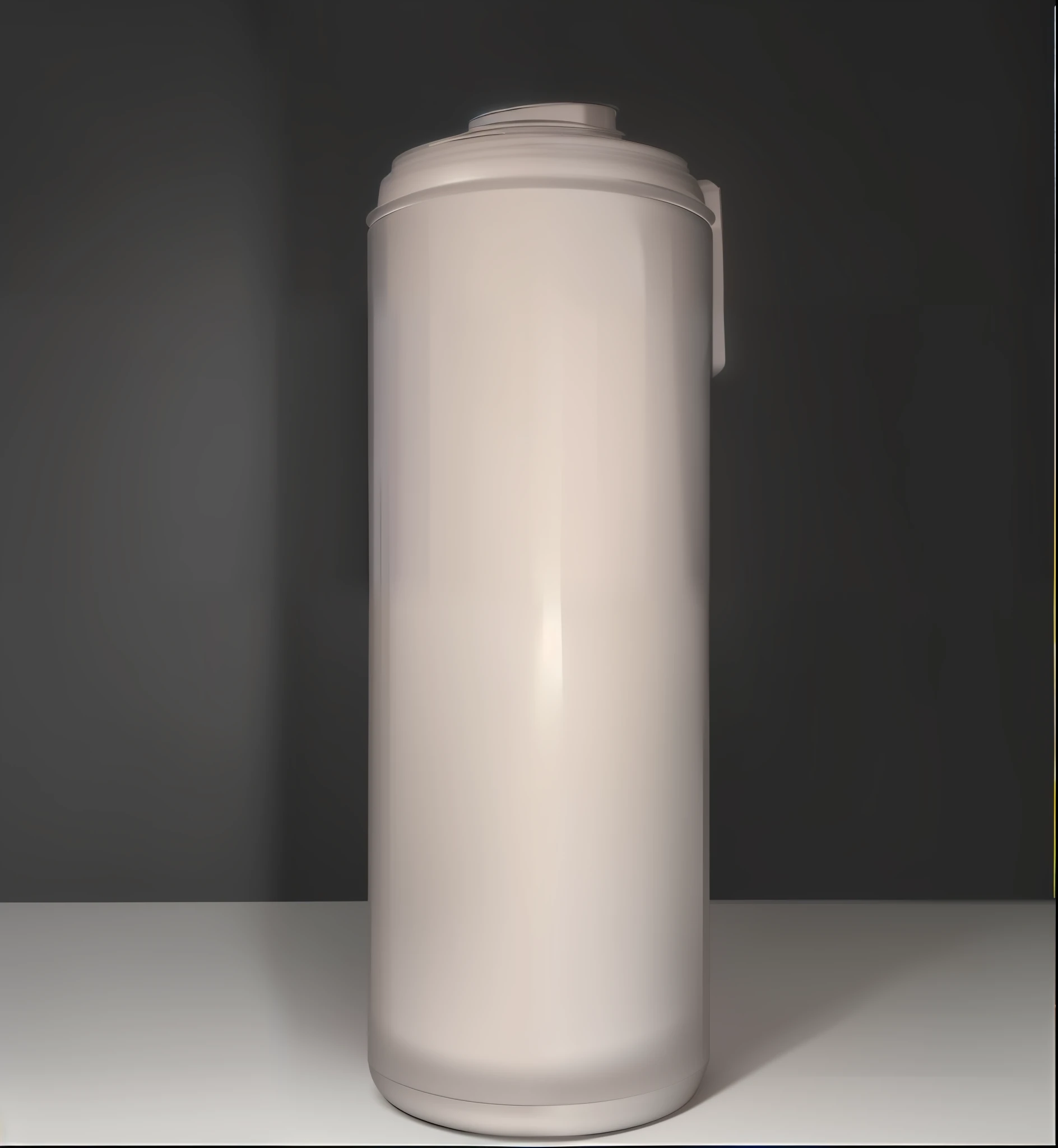 On the table there is a white thermos cup with lid, high quality 3D model, modeling lighting, CEL shaded PBR, shadows in Vray, smooth light shading, smooth surface rendering, HD blender rendering, ray traced lighting, PBR rendering, blender model, soft diffuse lighting, stylized PBR, smooth shadows, high poly Vray, render lighting, 4k, ultra hd, super high quality