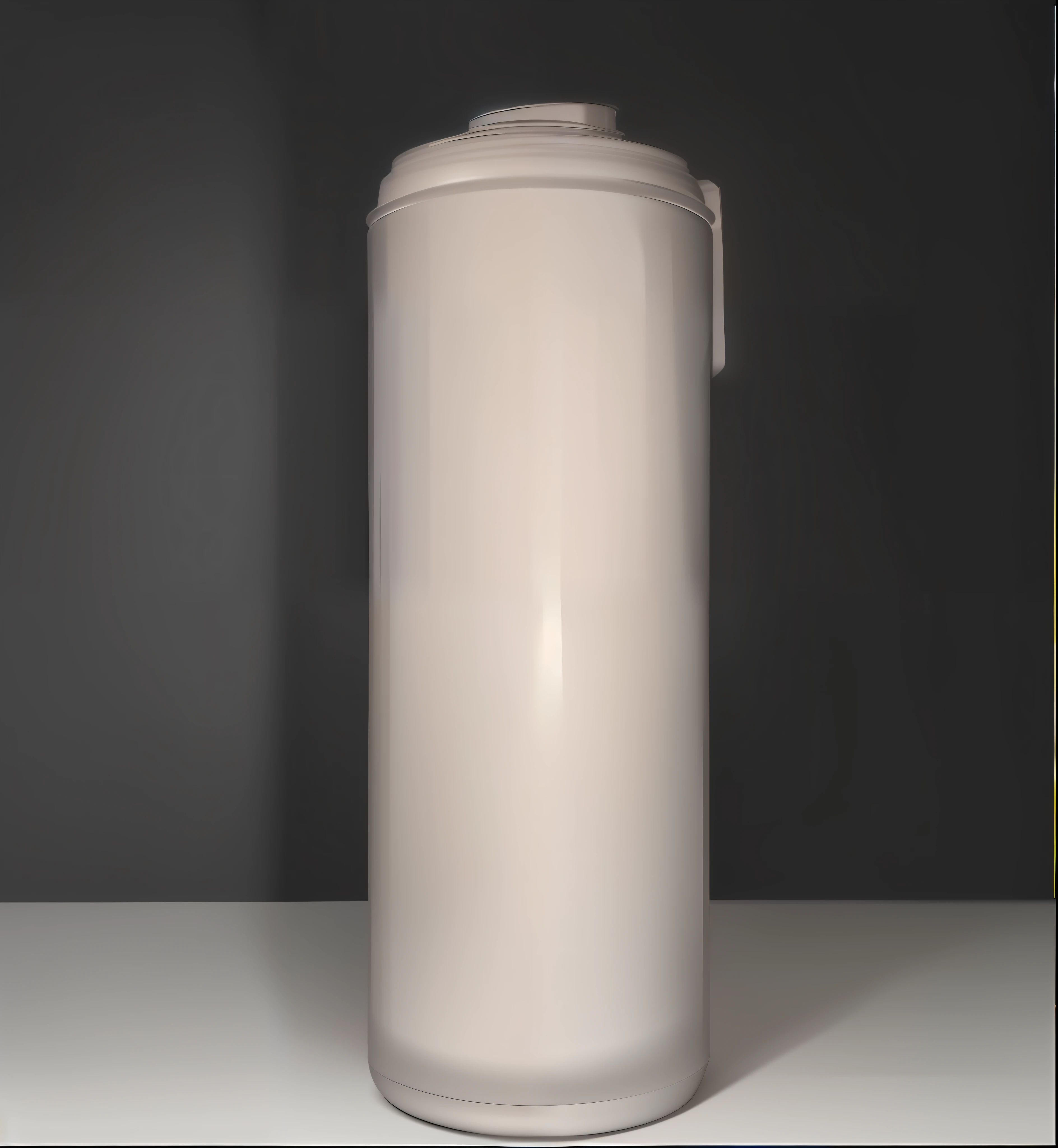 On the table there is a white thermos cup with lid, high quality 3D model, modeling lighting, CEL shaded PBR, shadows in Vray, smooth light shading, smooth surface rendering, HD blender rendering, ray traced lighting, PBR rendering, blender model, soft diffuse lighting, stylized PBR, smooth shadows, high poly Vray, render lighting, 4k, ultra hd, super high quality