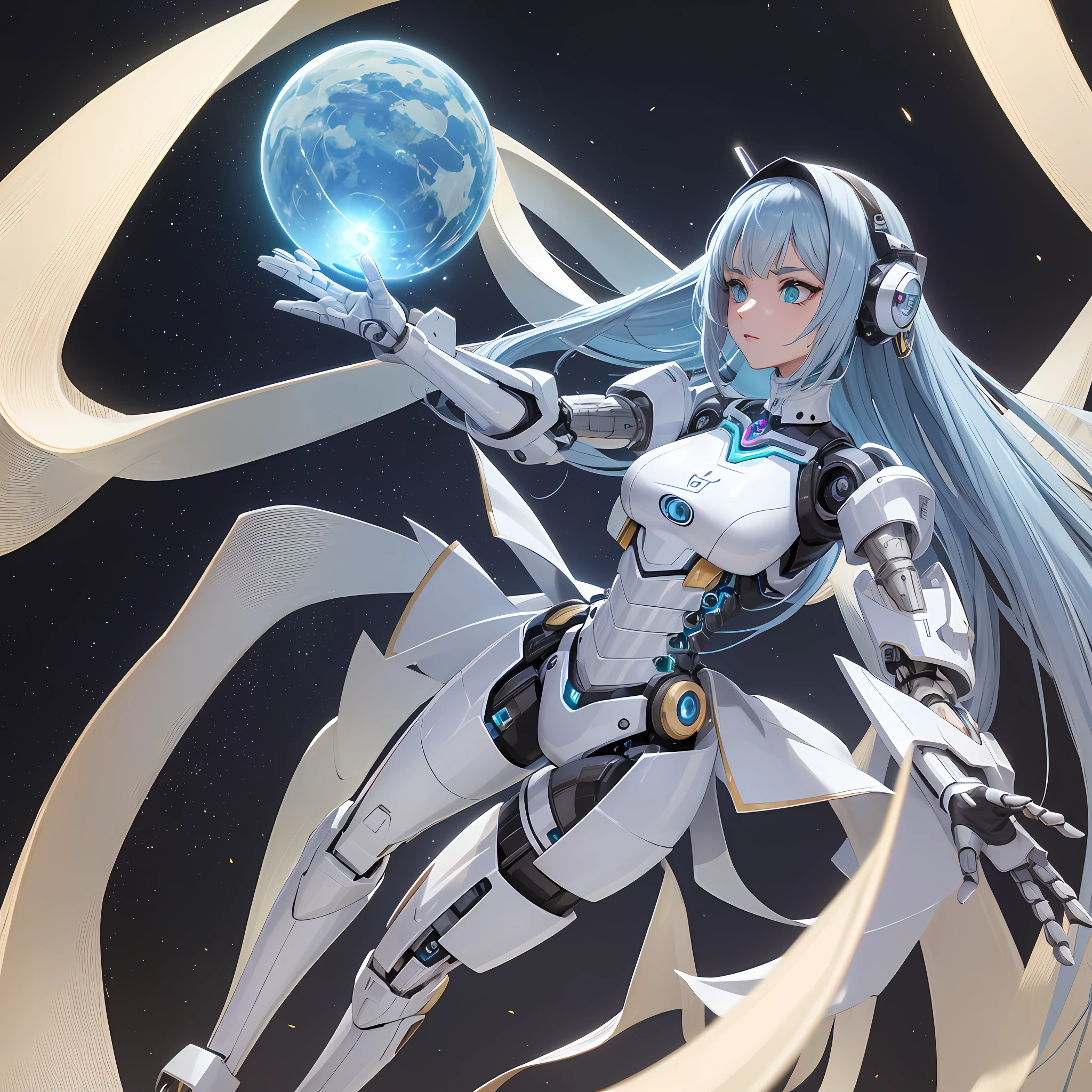 (Uma garota:1.1) (with robotic and malicious traits:1.2), com (mechanical arms), (detailed CG 8k background+workshop)0.2]