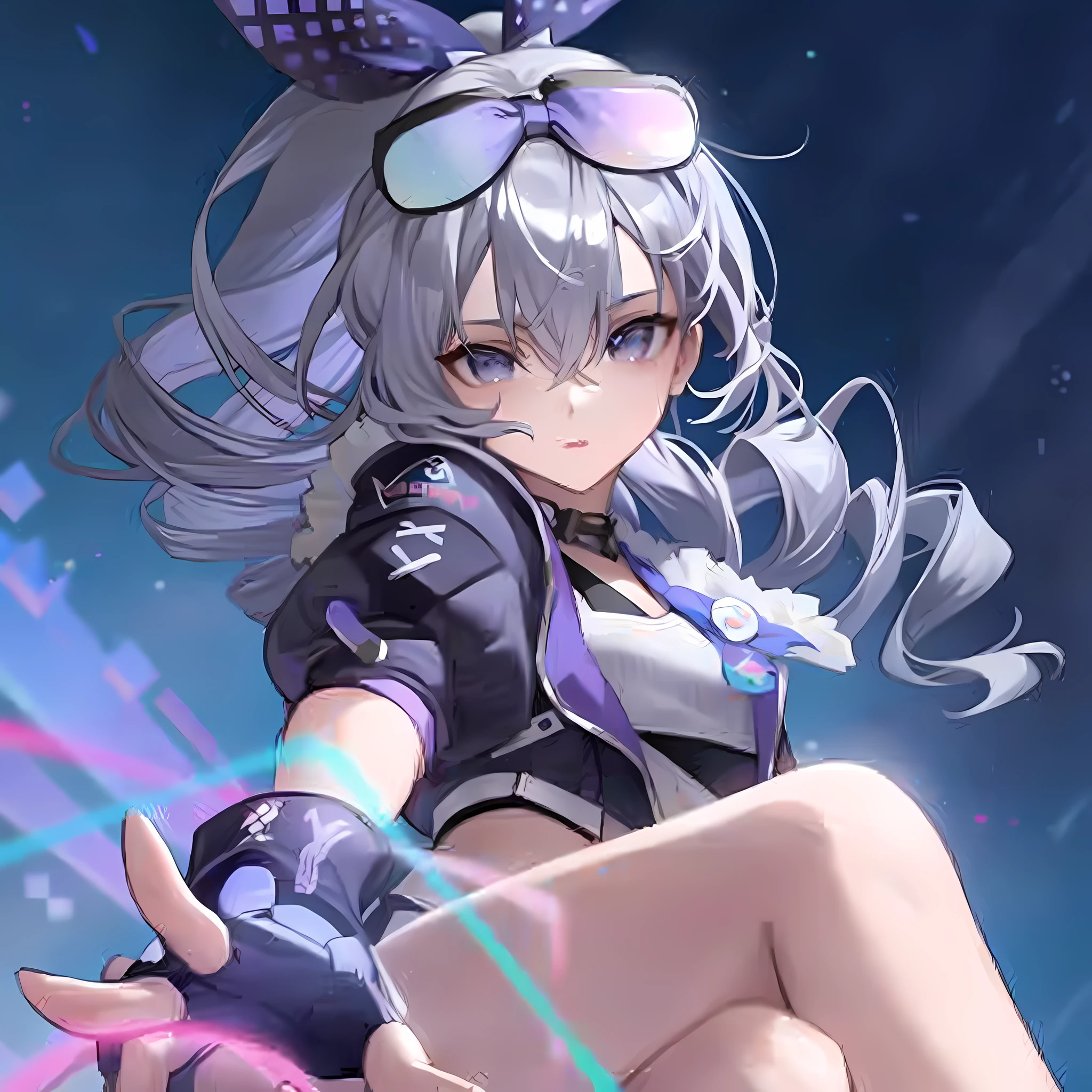 anime girl with purple hair and black gloves sitting on a rock, from the azur lane videogame, from arknights, azur lane style, from girls frontline, anime moe artstyle, kantai collection style, official artwork, nightcore, kda, extremely detailed artgerm, by Kamagurka, ayaka genshin impact, guweiz