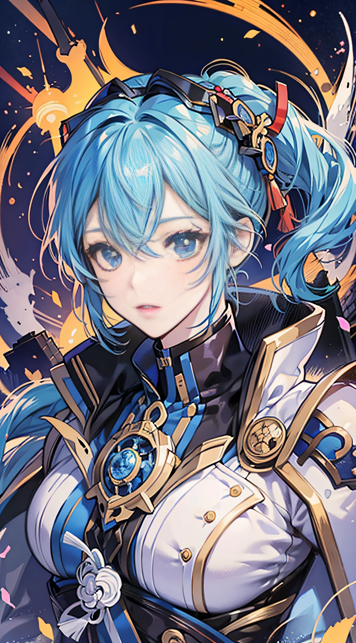 A female robot, anime art with fine details, Masamune Shiro, young anime person, detailed Hajime Yatatate character design, Fus Rei brush strokes, night core scene, moe anime style. --auto --s2
