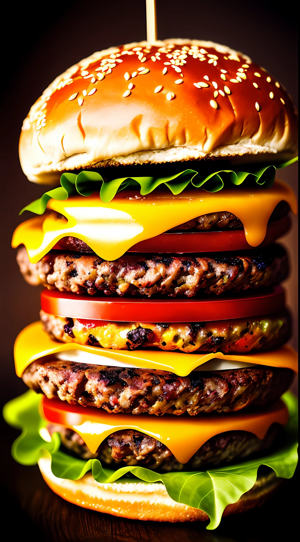 A burger falling in pieces juicy, tasty, hot, promotional photo, intricate details, hdr, cinematic, adobe lightroom, highly detailed