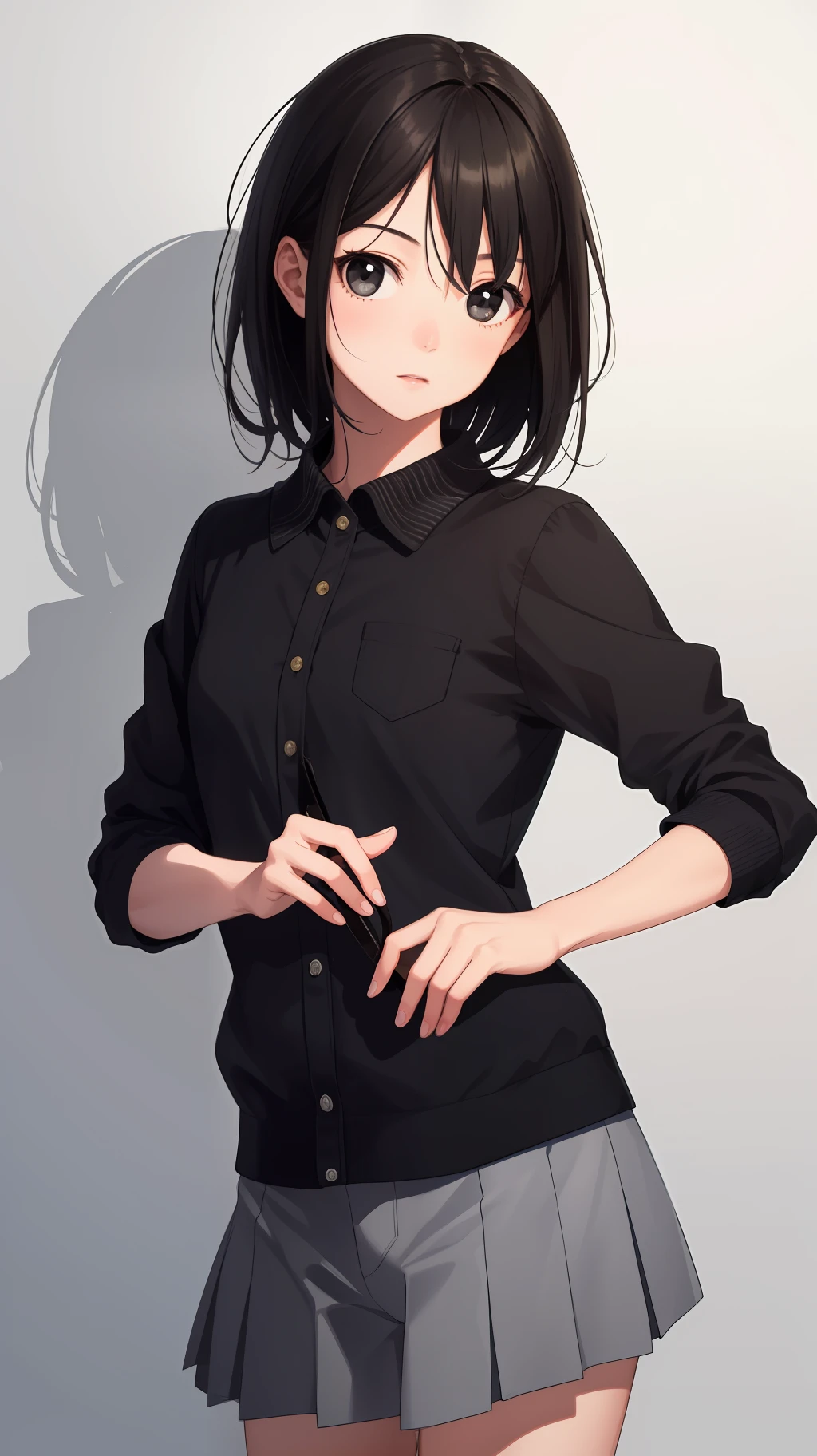 1girl, photoreal, black eyes, black hair