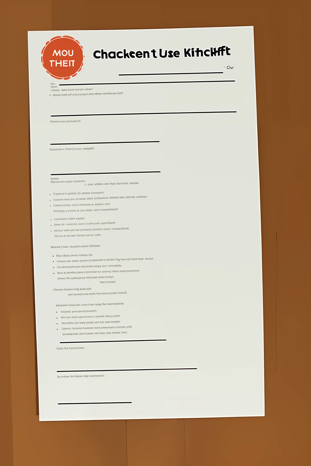 Scavenger hunt list for kitchen stuff with checkboxes