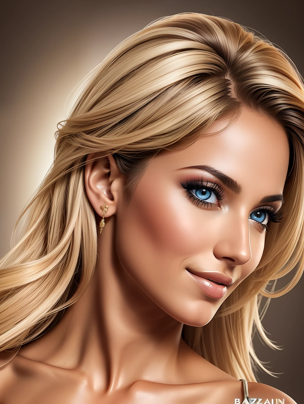 A female Bazilian fashion super model 35 years old, tanned, [[[[closeup]]]], [[[[chest]]]], [[[[neck]]]], [[[[shoulders]]]], perfect honey eyes, perfect iris, perfect lips, perfect teeth, perfect skin, messy windy hair, soft front light, glow, HDR, (muted colors:1.2)