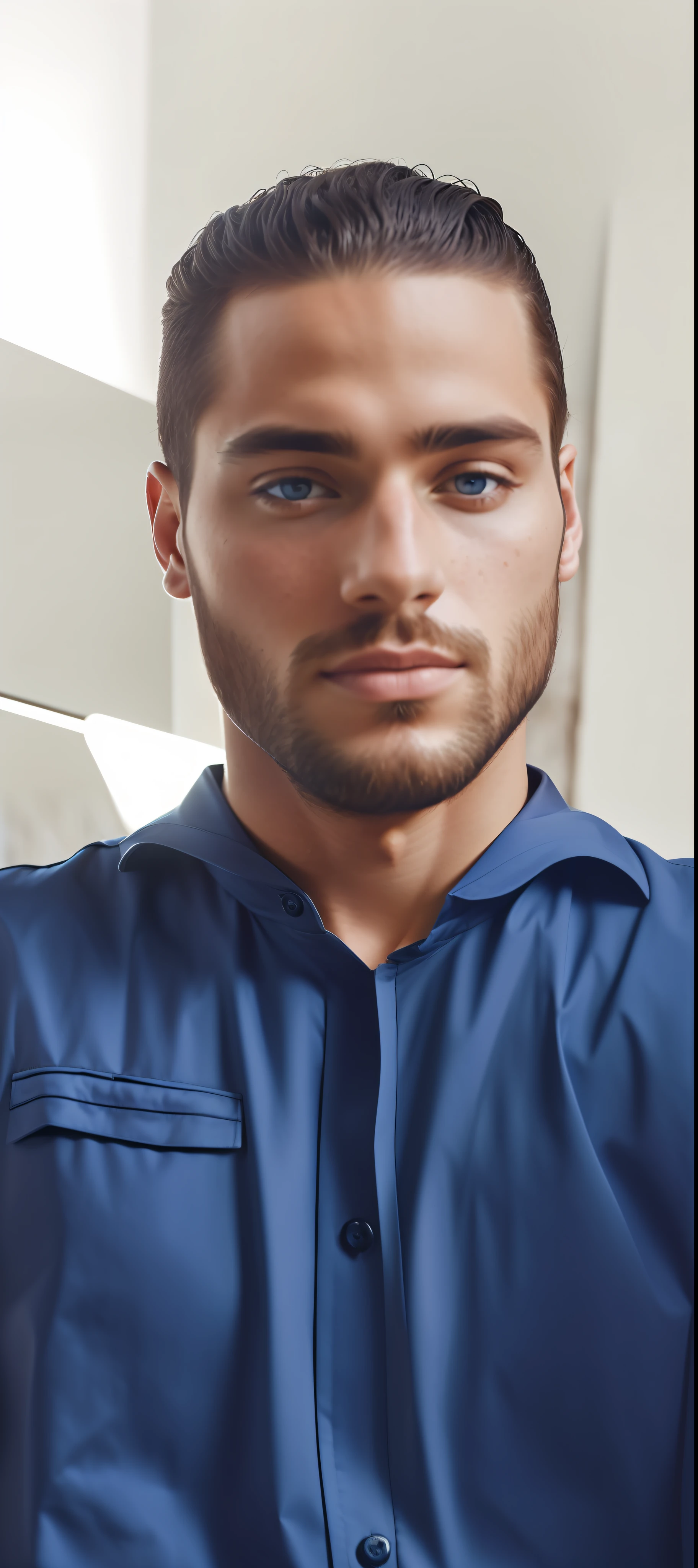 most beautiful man in the world, portrait in street with freckles, fashion editorial, studio photography, magazine photography, blurry background