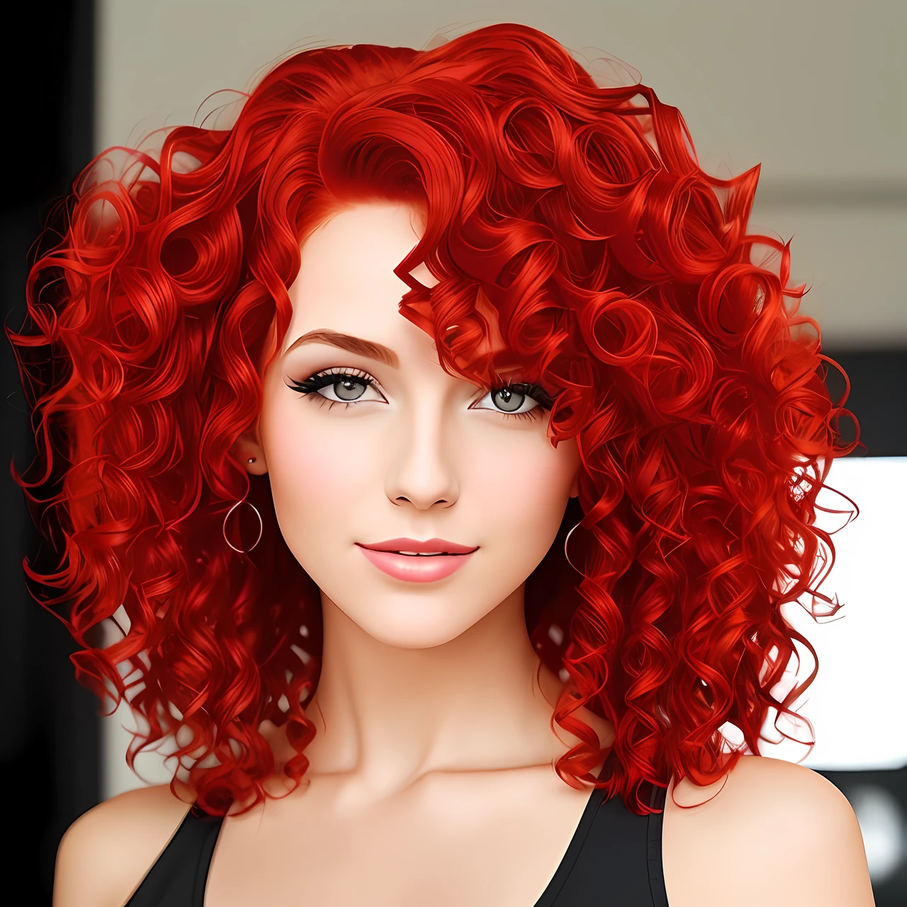 Create a woman with red curly hair