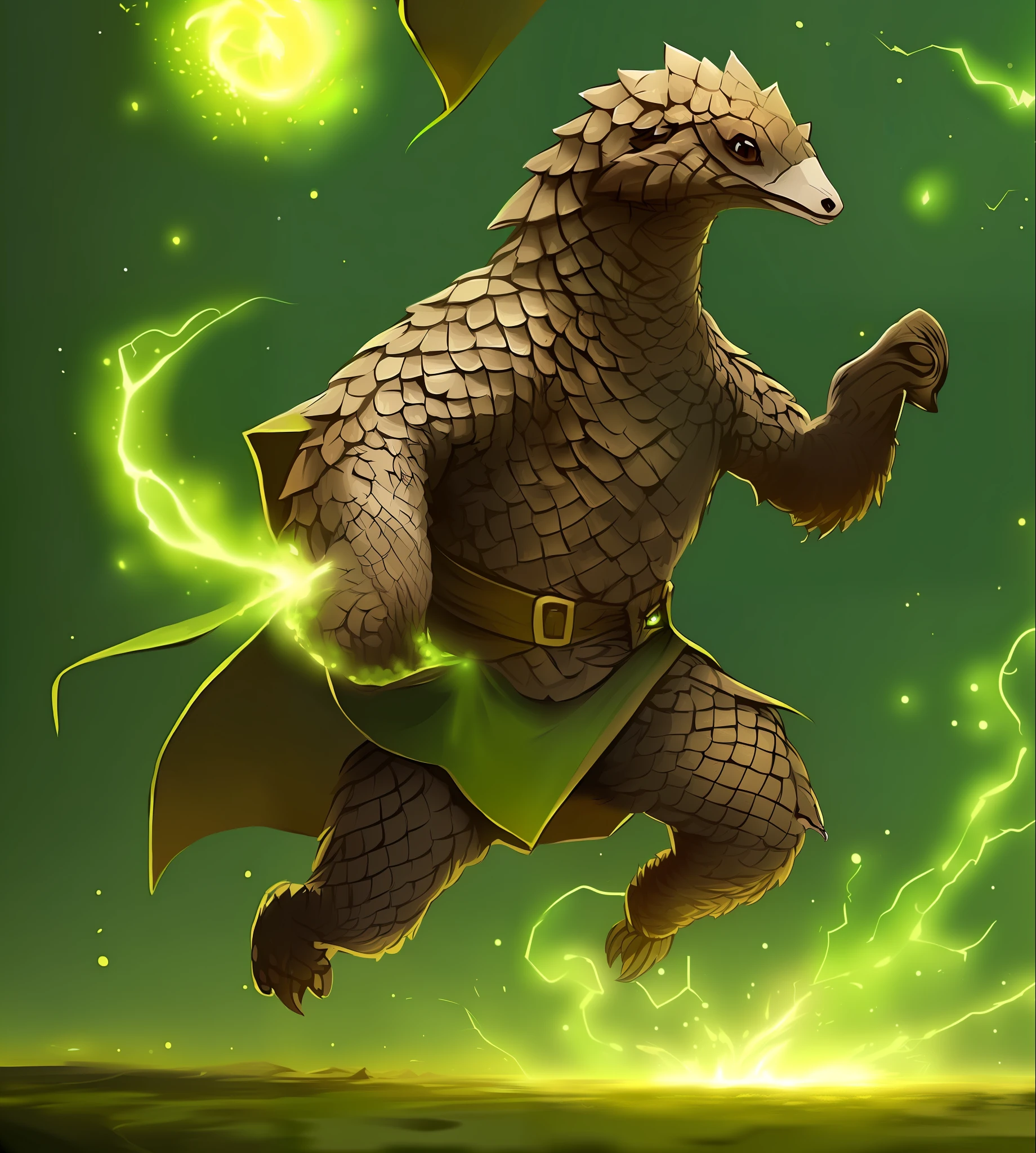 A digital art of a sorcerer pangolin