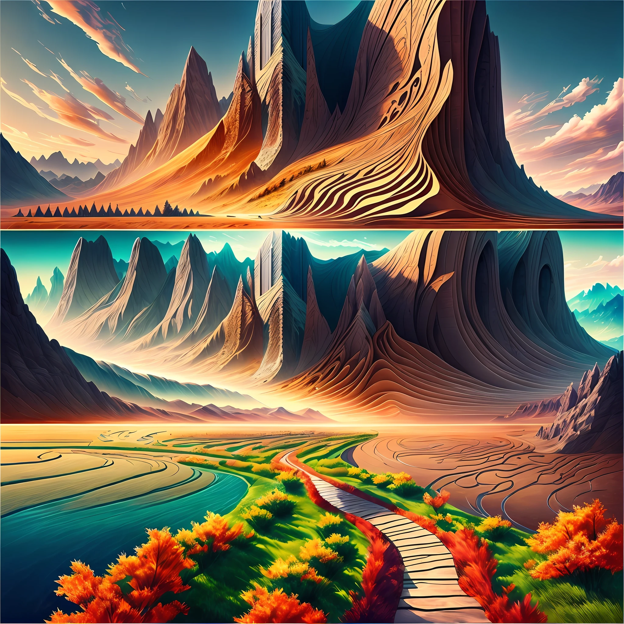 Image Description: The image should depict the message "Be more passionate about your future than your past!" and convey a motivational impact to readers.
Scenario and Elements:
The main scenario should be a winding path that extends to the horizon, representing the journey towards the future.
The path should be surrounded by awe-inspiring landscapes such as majestic mountains or a stunning sunset, symbolizing the opportunities and beauty that await those who move on.
Make sure the image is high quality and engaging to hold the reader's attention. Size and Format:
The image size should be suitable for LinkedIn posts.
The format of the image can be landscape (horizontal).
References and Inspiration:
See examples of motivational images on LinkedIn to get inspired and create something unique and impactful.
Additional notes:
Make sure the image is aesthetically pleasing and conveys a sense of motivation, hope, and aspiration. --auto --s2