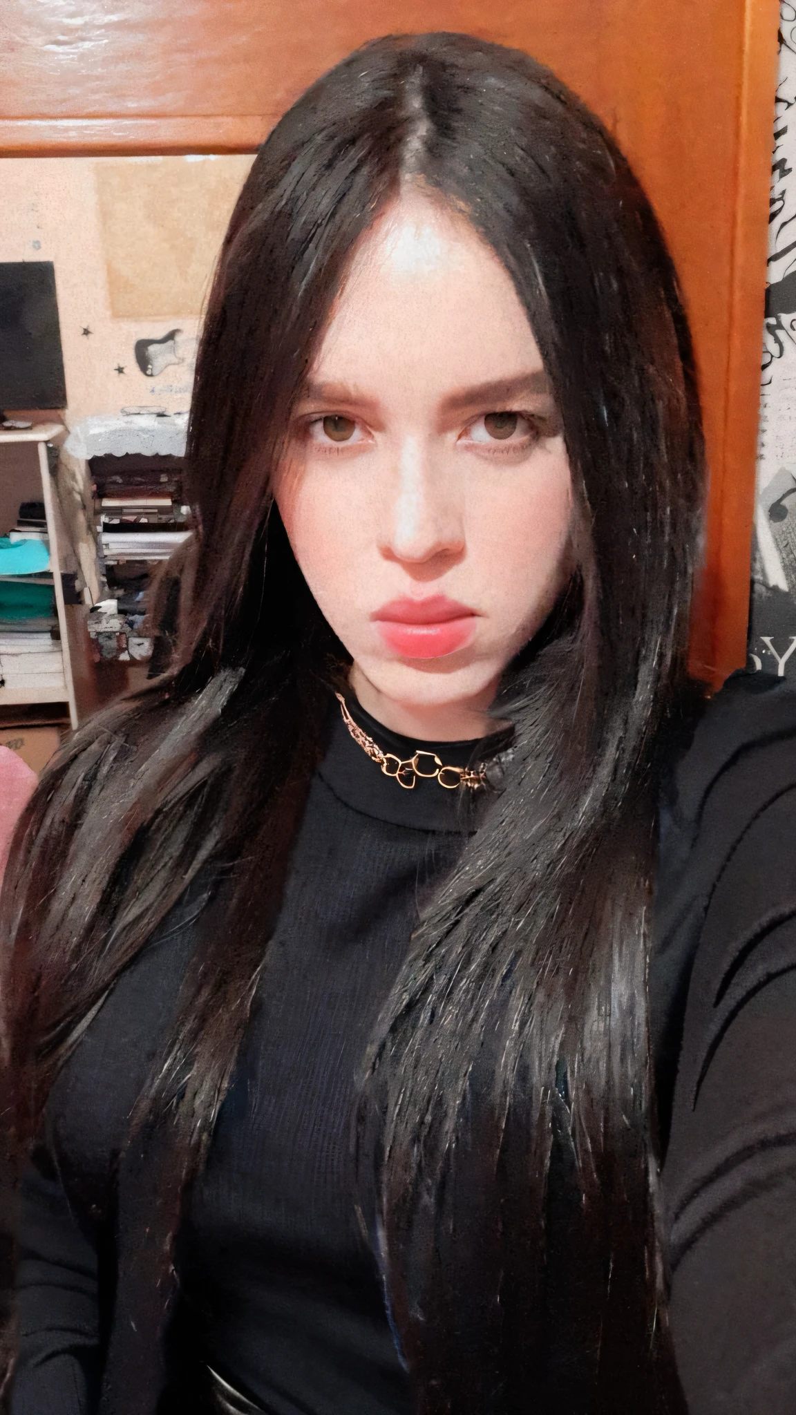 insert a black turtleneck blouse