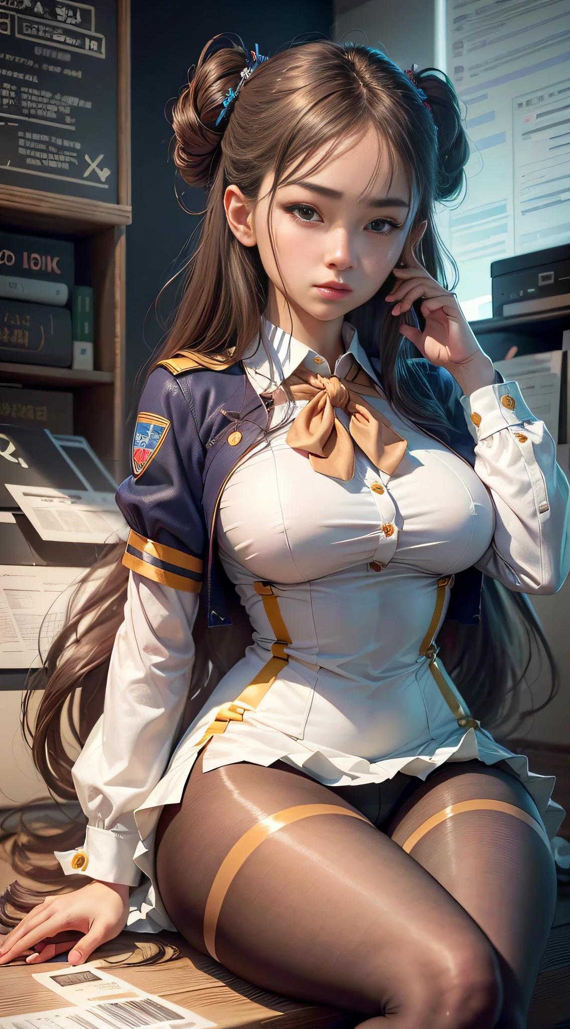 ulzzang-6500-v1.1, (raw photo:1.2), (photorealistic:1.4), beautiful detailed girl, very detailed eyes and face, beautiful detailed eyes, absurd, incredibly ridiculous, huge file size, super detailed, high resolution, very detailed, best quality, masterpiece, kemomimi, ((office lady's uniform)), illustration, very detailed, CG, Unity, 8k wallpaper, amazing, fine details, masterpiece, best quality, very detailed CG uniform 8k wallpaper, face light, movie lighting, 1girl, 20 years old, ((no panties)), ((dynamic pose))), (camel toe), (full body), (pantyhose)), ((pantyhose stockings)), ((legs open sitting on the ground)) --auto --s2