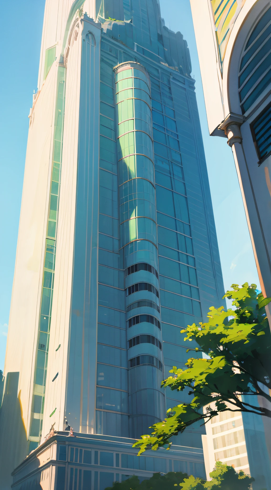 Gorgeous building, the color of the tall building is green