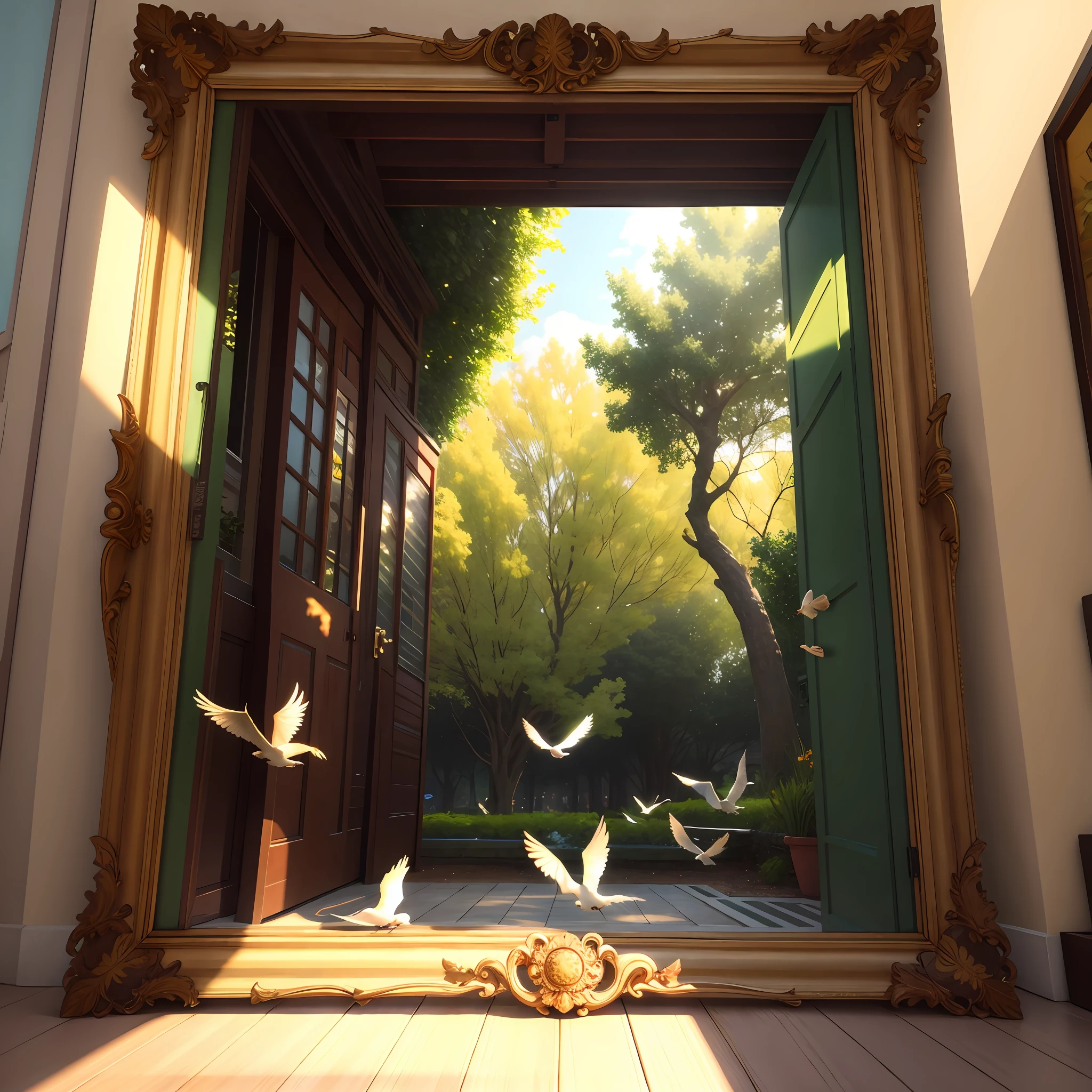 Frame with birds and nature