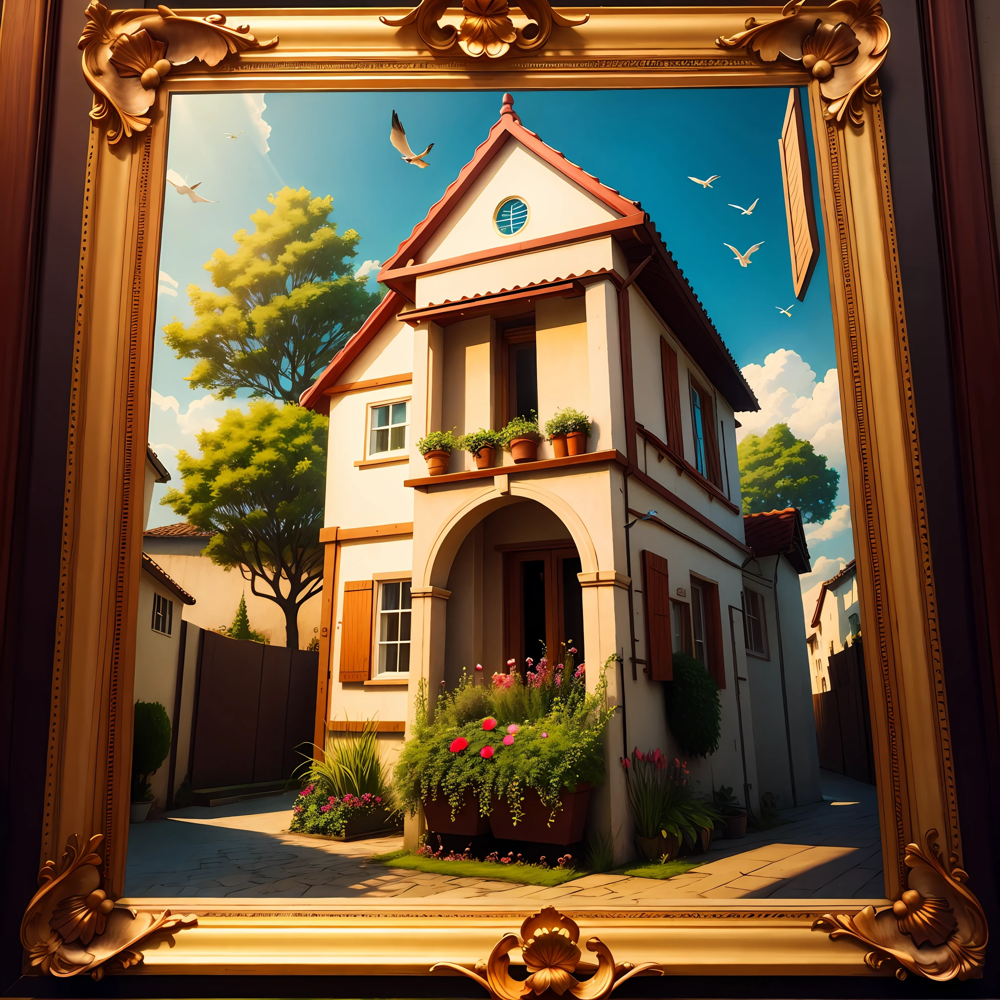 Frame with birds and nature