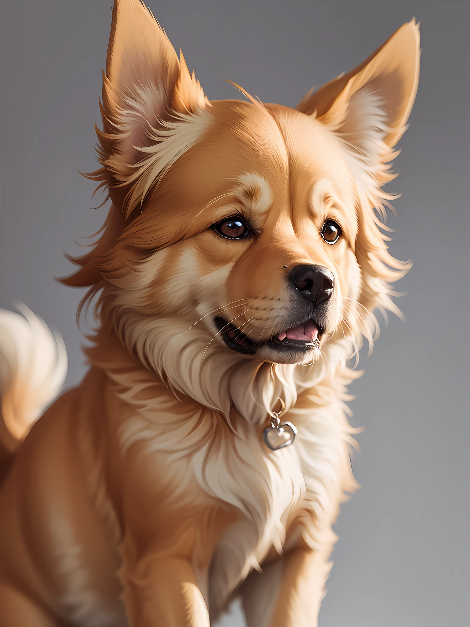 Portrait of cute funny [golden] dog, white background --auto --s2