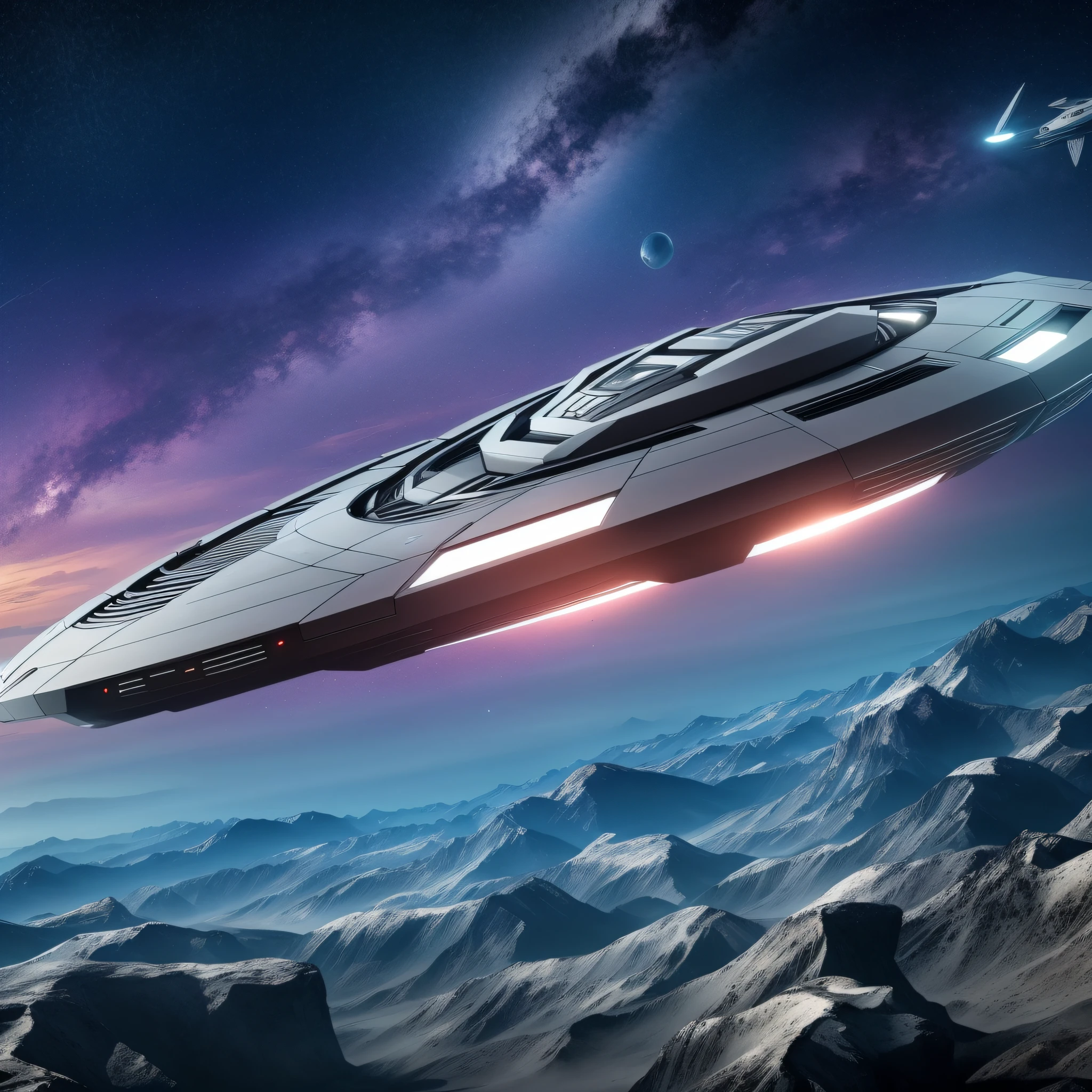 a futuristic, realistic, 8K, HD, Ultra HD alien ship --auto --s2