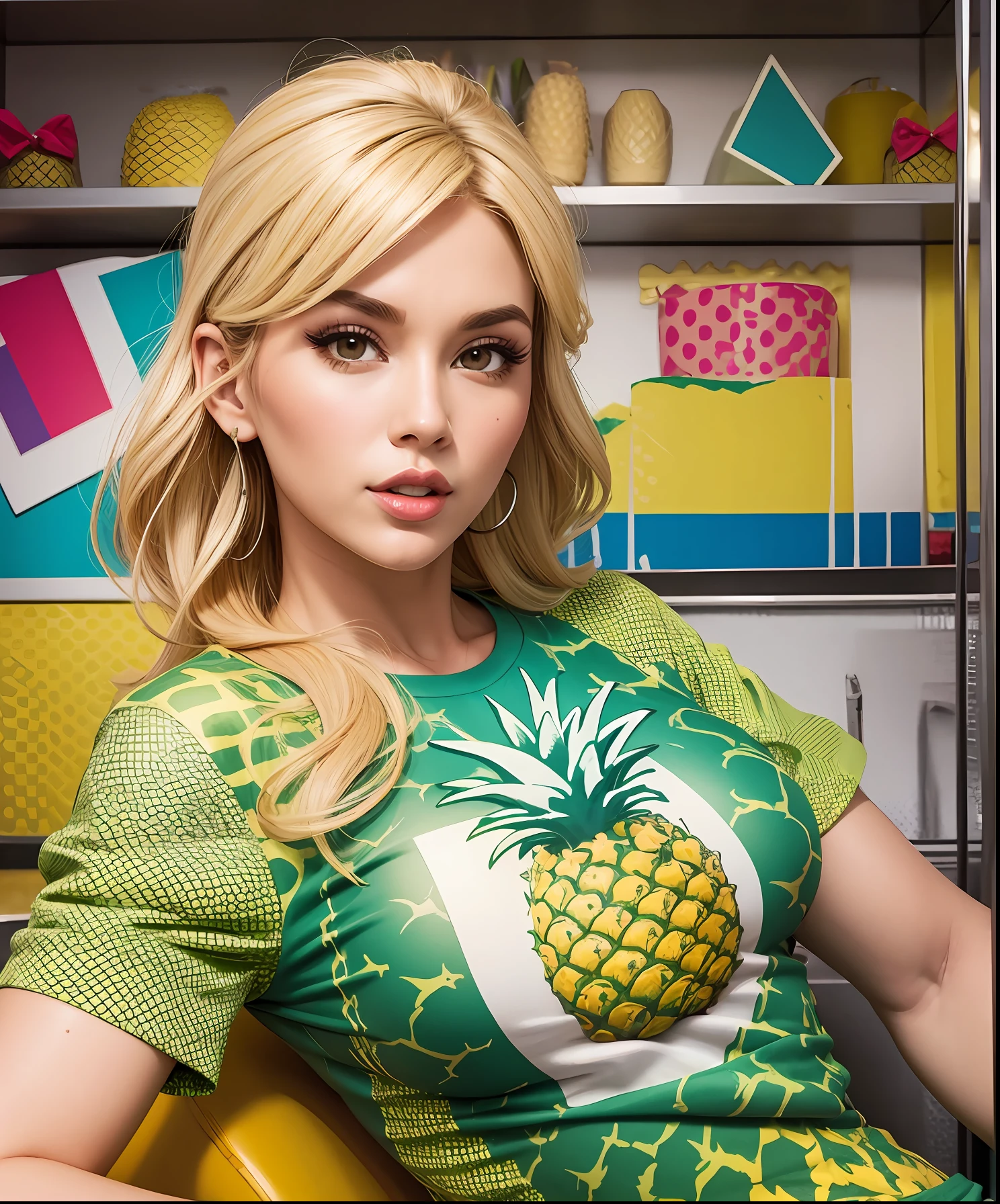 pineapple textured pop art T-shirt sexy bitch milf --auto --s2