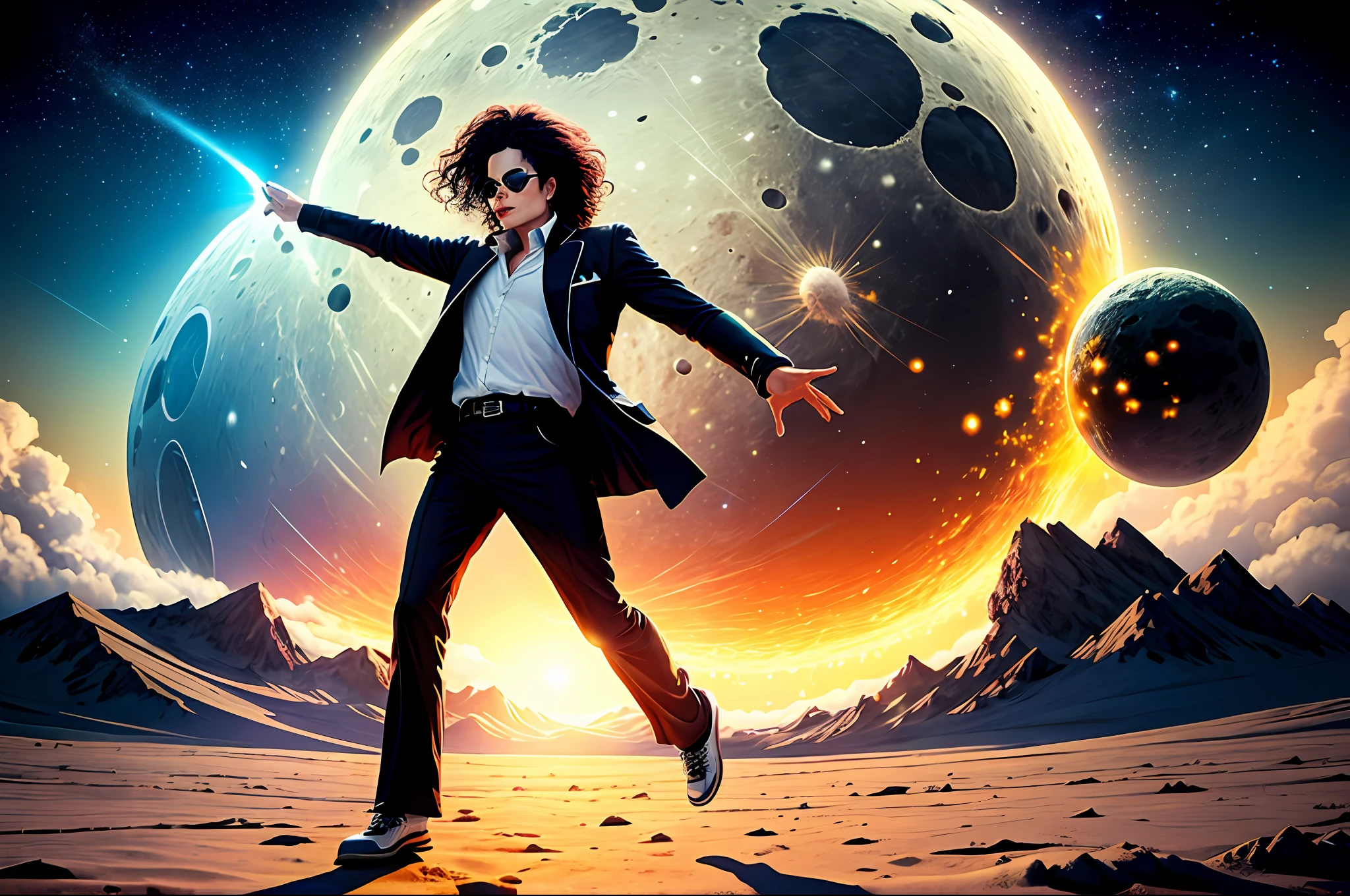 Michael Jackson moonwalking on the moon