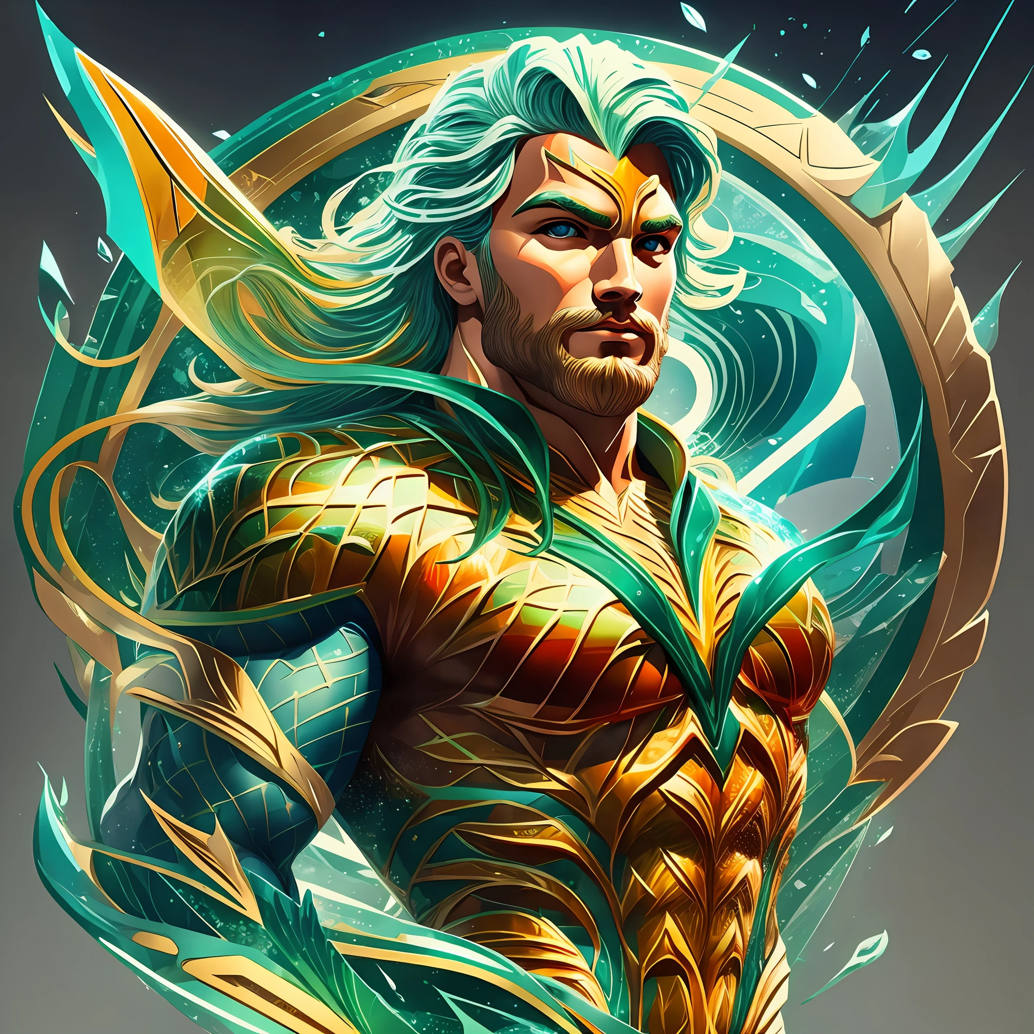 Create a vector logo, Aquaman Model Leonardo Diffusion v2 Strength 0.40 Scale 7 5 Midjourney -- ar 2:4 --auto --s2