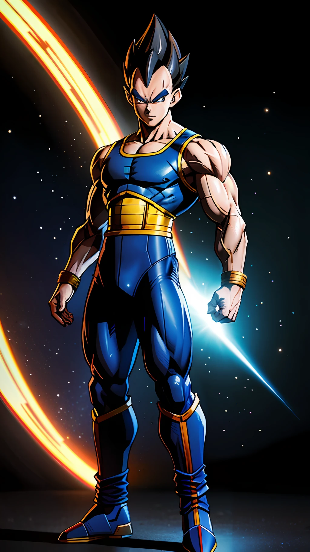 Vegeta Dragon Ball Super, muscular man,ultra details, octane rendering, 16k,full body